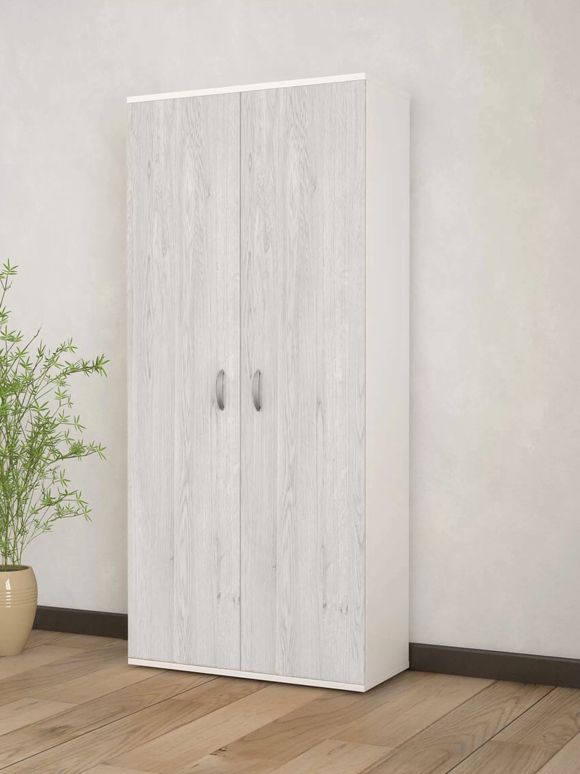 Dmora Guardaroba 2 Ante<Guardaroba 2 ante Bandu, 80x52h170 cm, Bianco e Rovere