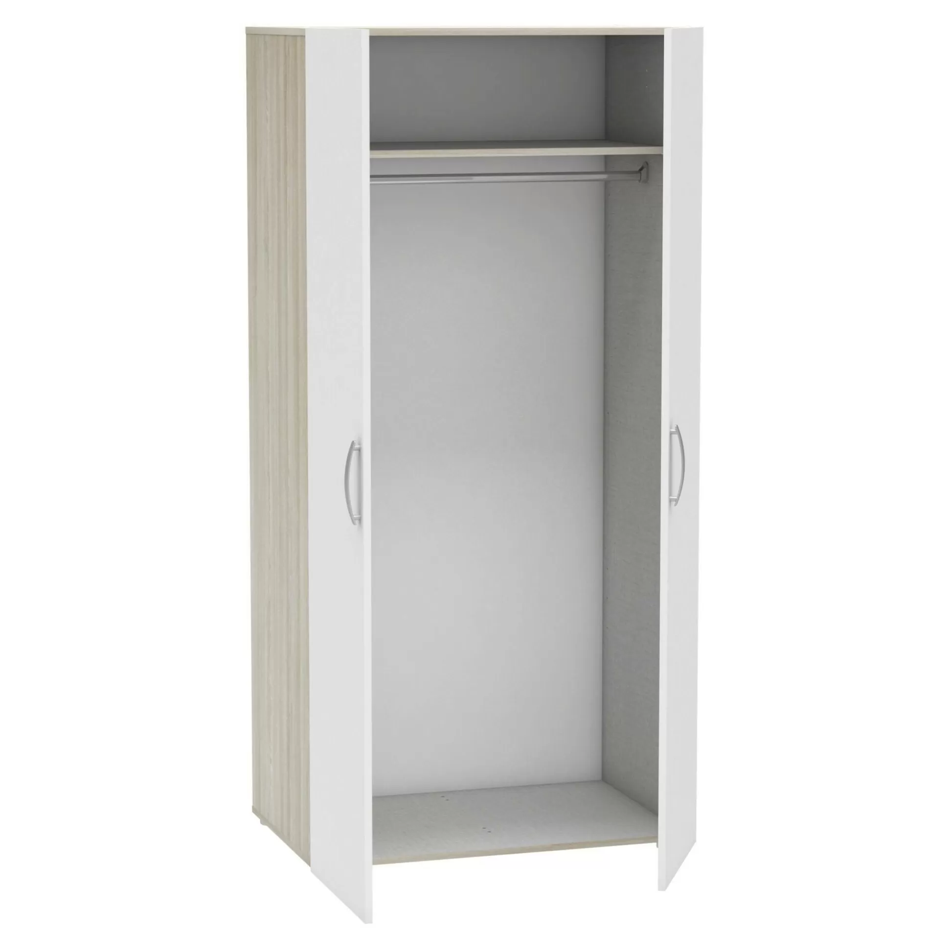 Dmora Armadi Multiuso 2 Ante<Guardaroba 2 ante Barge, 79x52 h166 cm, Rovere e Bianco opaco