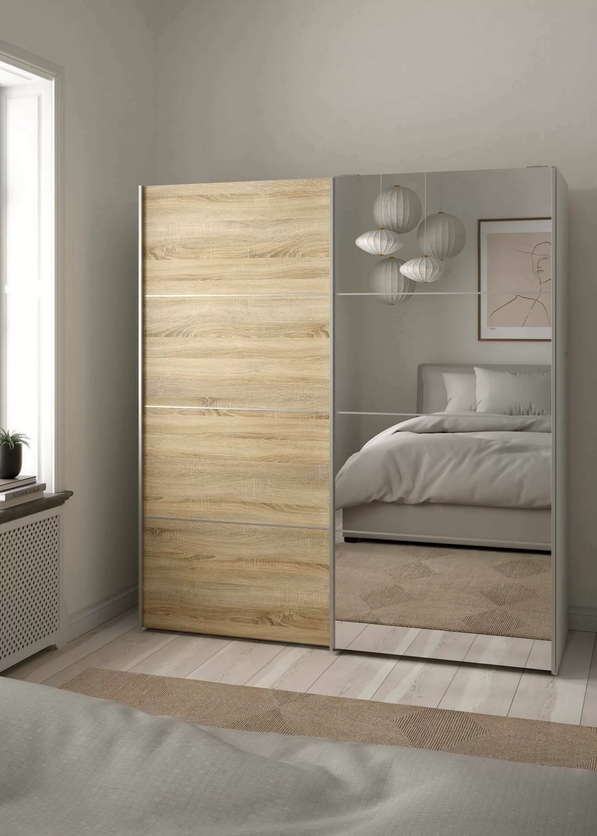 Dmora Guardaroba 2 Ante<Guardaroba 2 ante Cerreto, 64x182 h202 cm, Bianco e Quercia