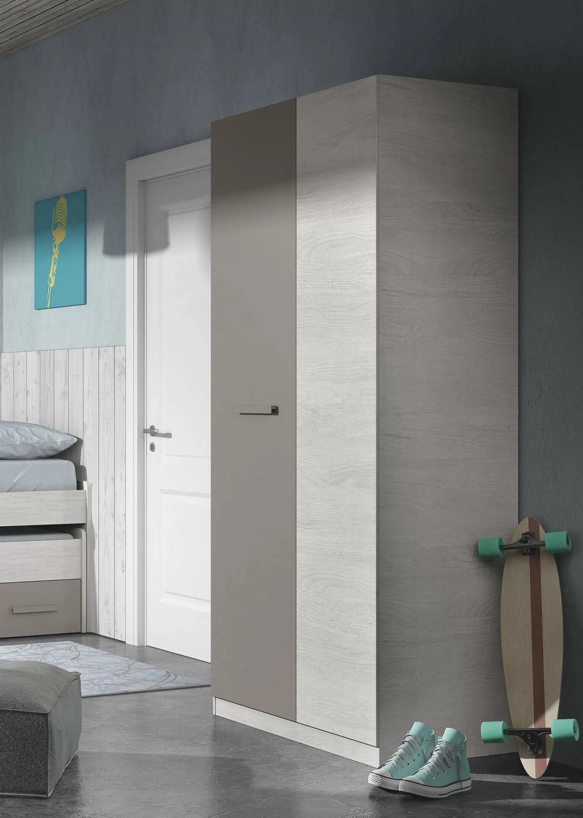 Dmora Guardaroba 2 Ante<Guardaroba 2 ante Daabec, 90x52h200 cm, Bianco e Marrone