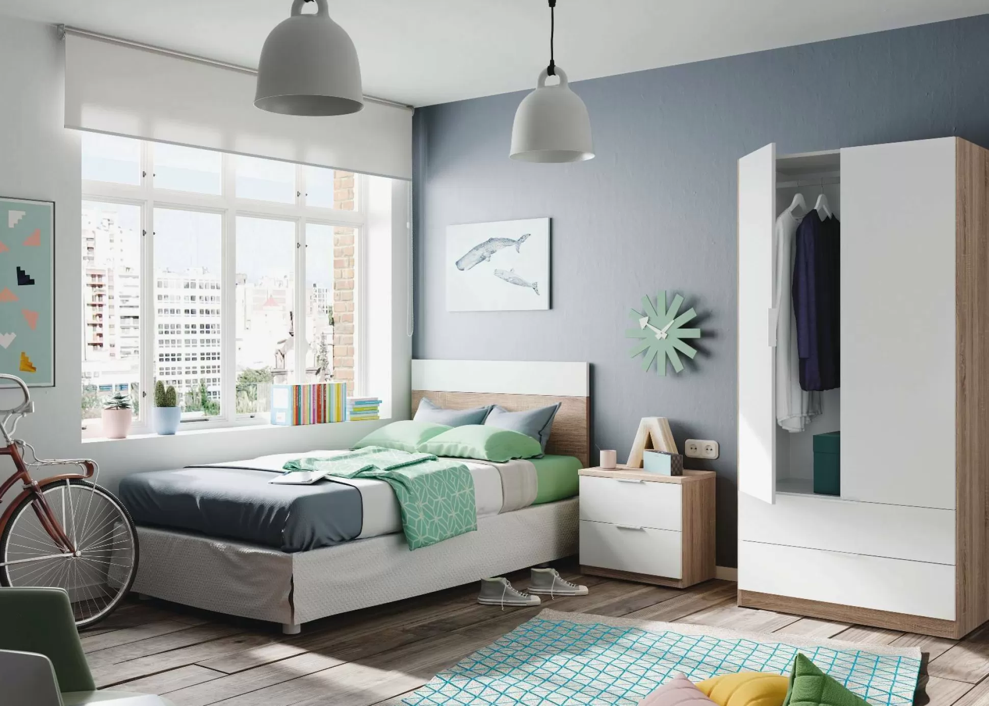 Dmora Guardaroba 2 Ante<Guardaroba 2 ante Donan, 82x52h180 cm, Bianco e Rovere