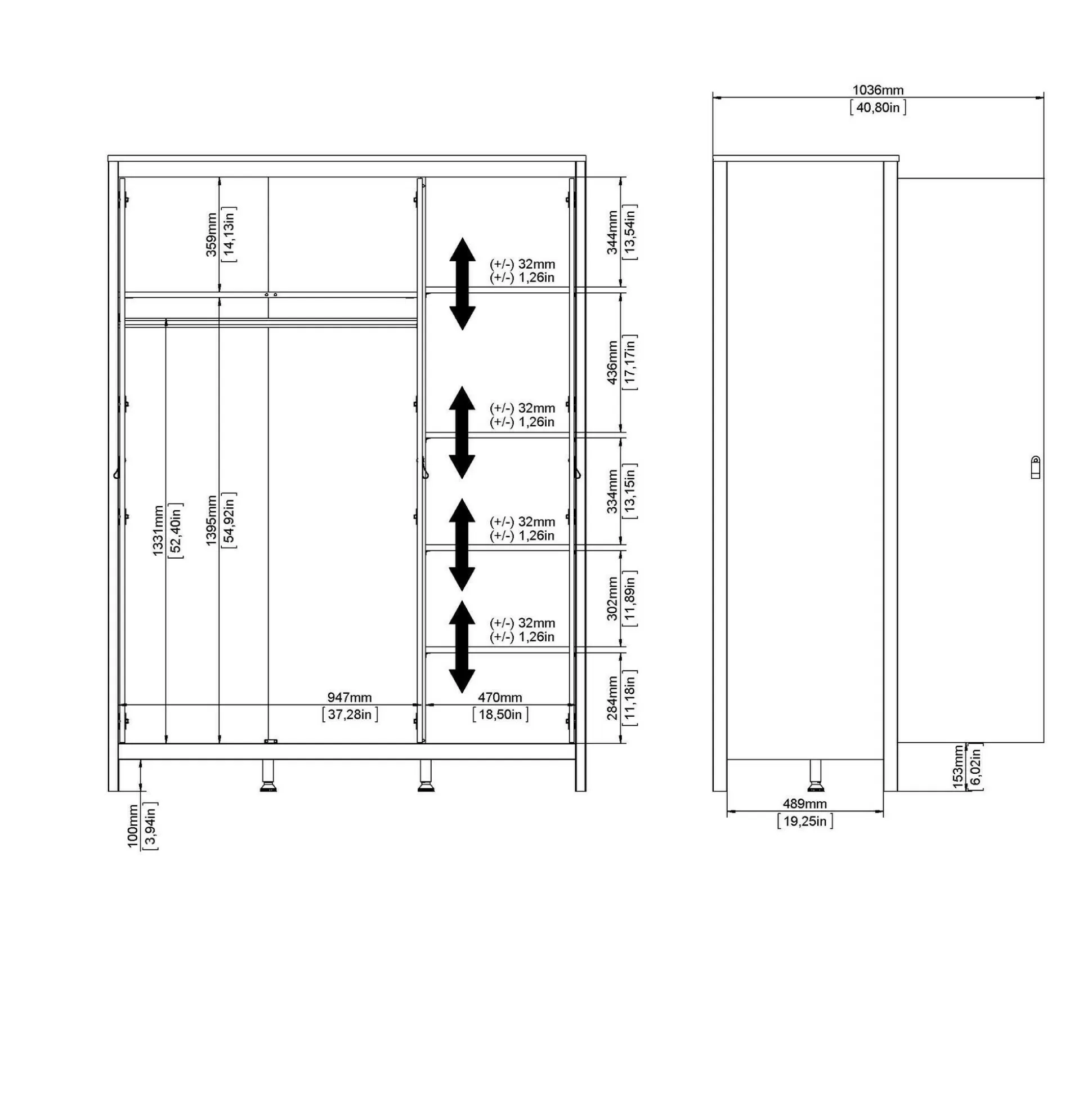 Dmora Guardaroba 3 Ante<Guardaroba 3 ante Dsemiol, 58x150 h199 cm,