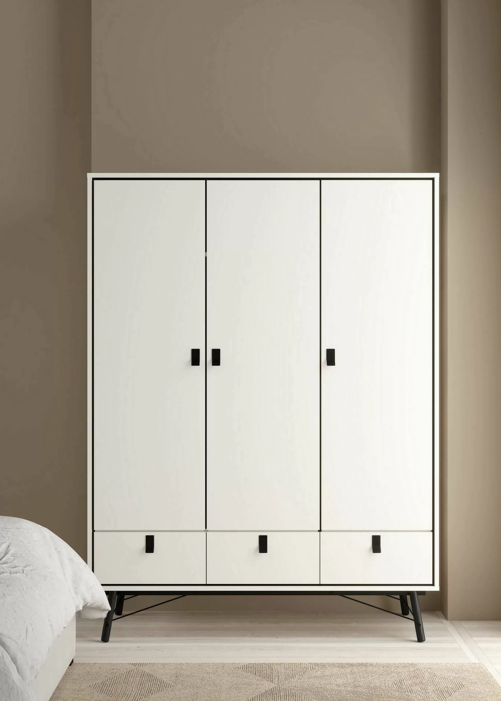 Dmora Guardaroba 3 Ante<Guardaroba 3 ante Dverdell, 60x150 h200 cm, Bianco e Nero