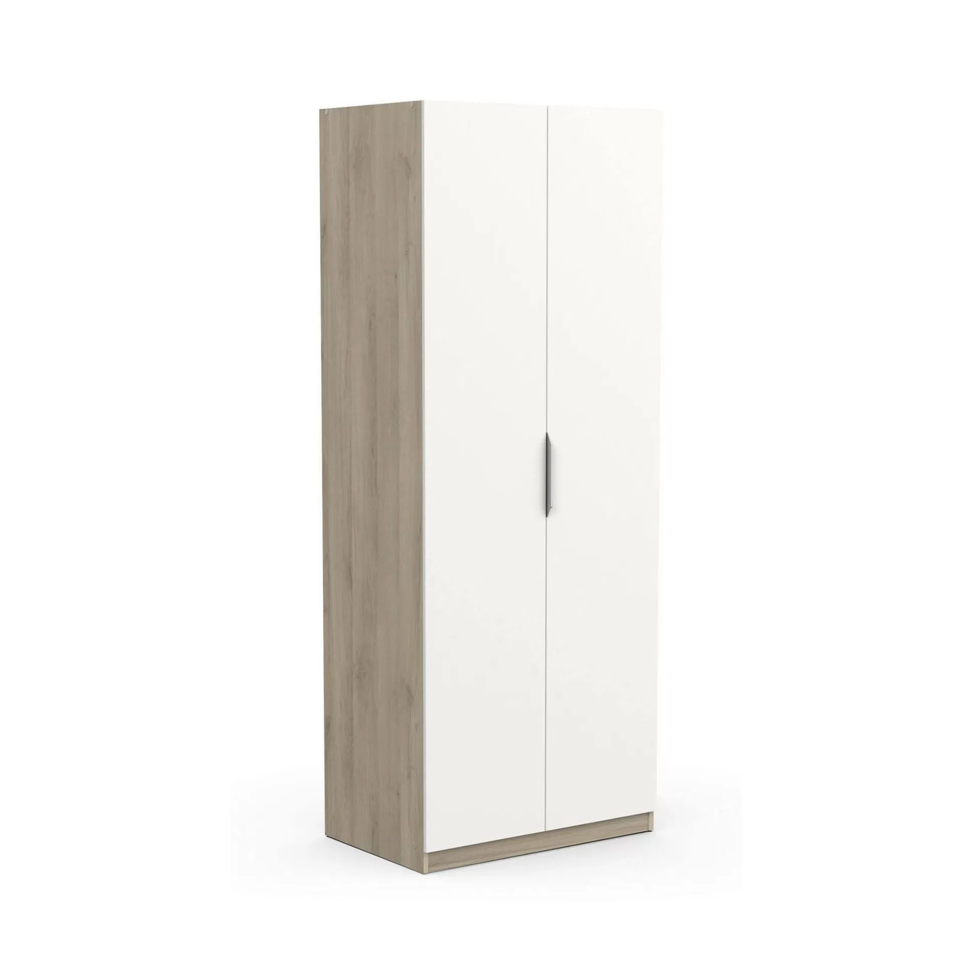 Dmora Armadi Multiuso 2 Ante<Guardaroba 2 ante Fioretta, 79x51 h203 cm, Rovere e Bianco opaco