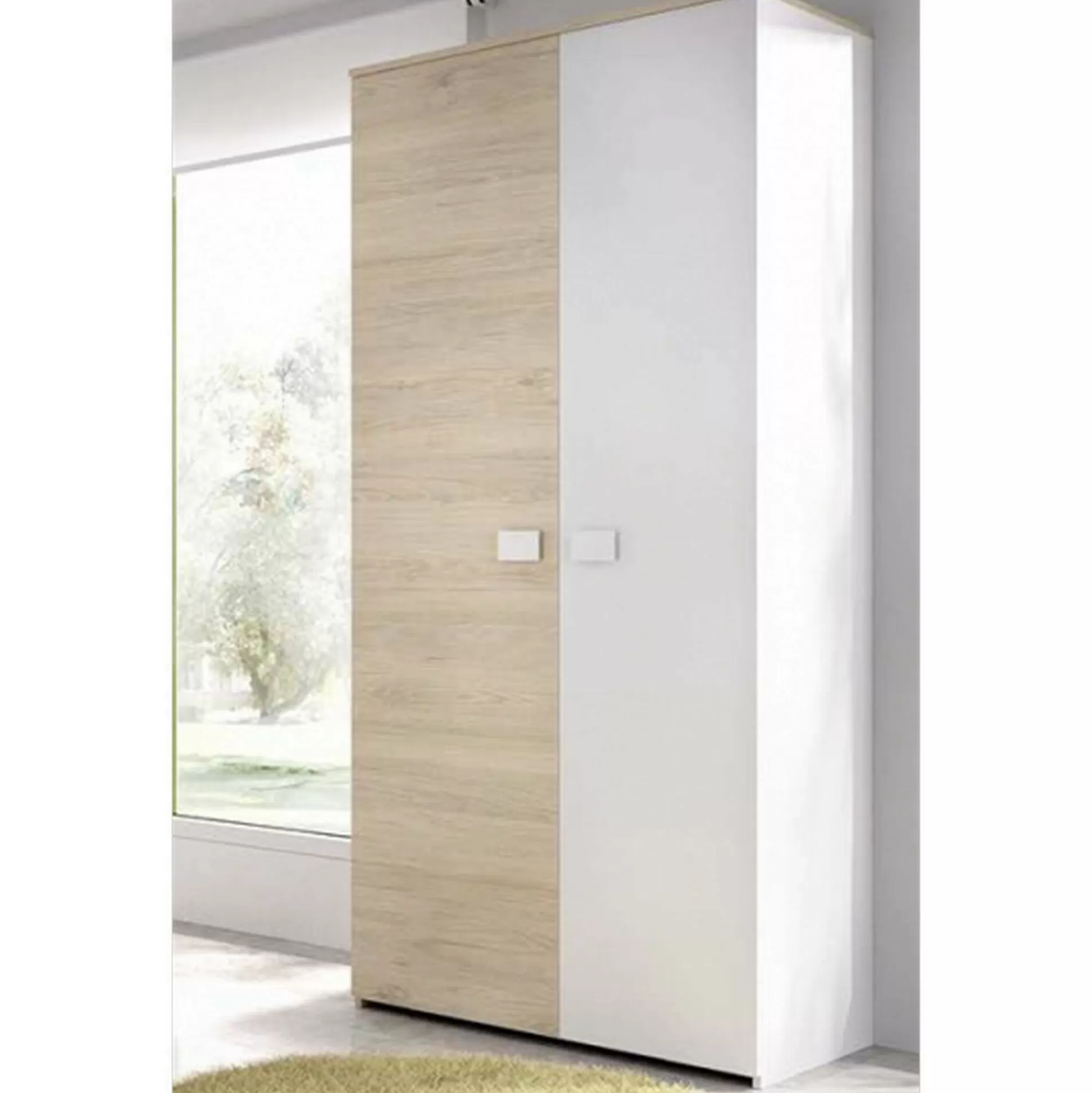 Dmora Guardaroba 2 Ante<Guardaroba 2 ante Firmin, 90x53 h202 cm, Bianco e Rovere