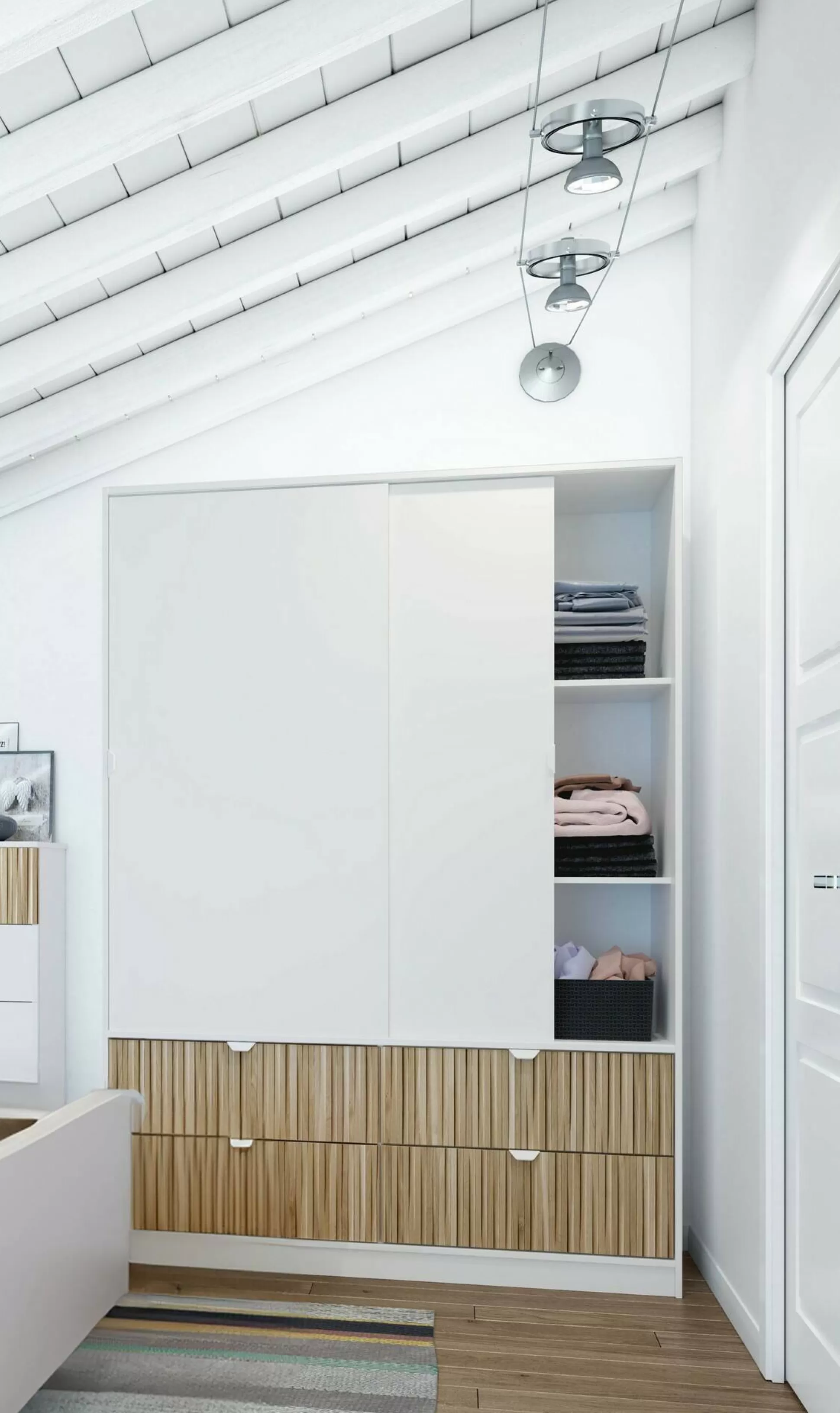 Dmora Guardaroba 2 Ante<Guardaroba 2 ante Ineng, 140x60 h200 cm, Bianco e Rovere