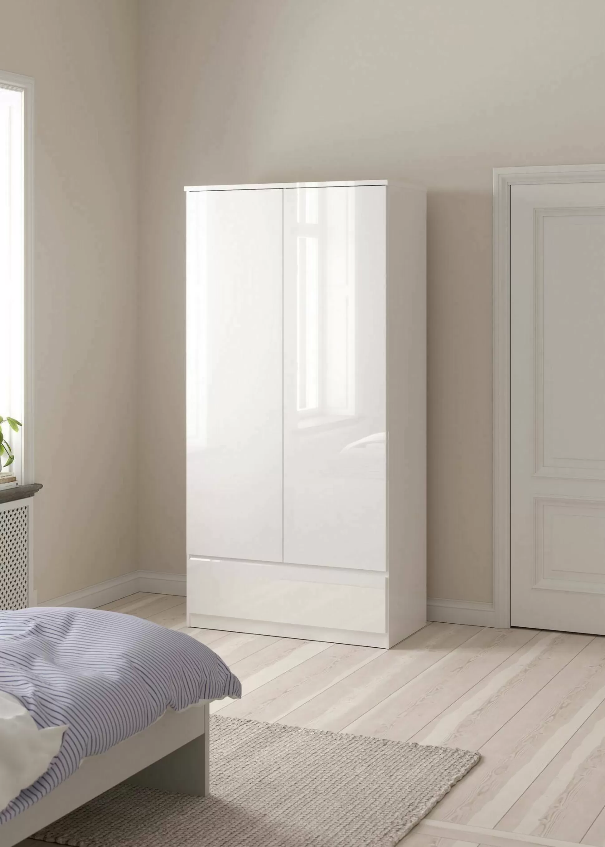 Dmora Guardaroba 2 Ante<Guardaroba 2 ante Kab, 99x50 h201 cm, Bianco