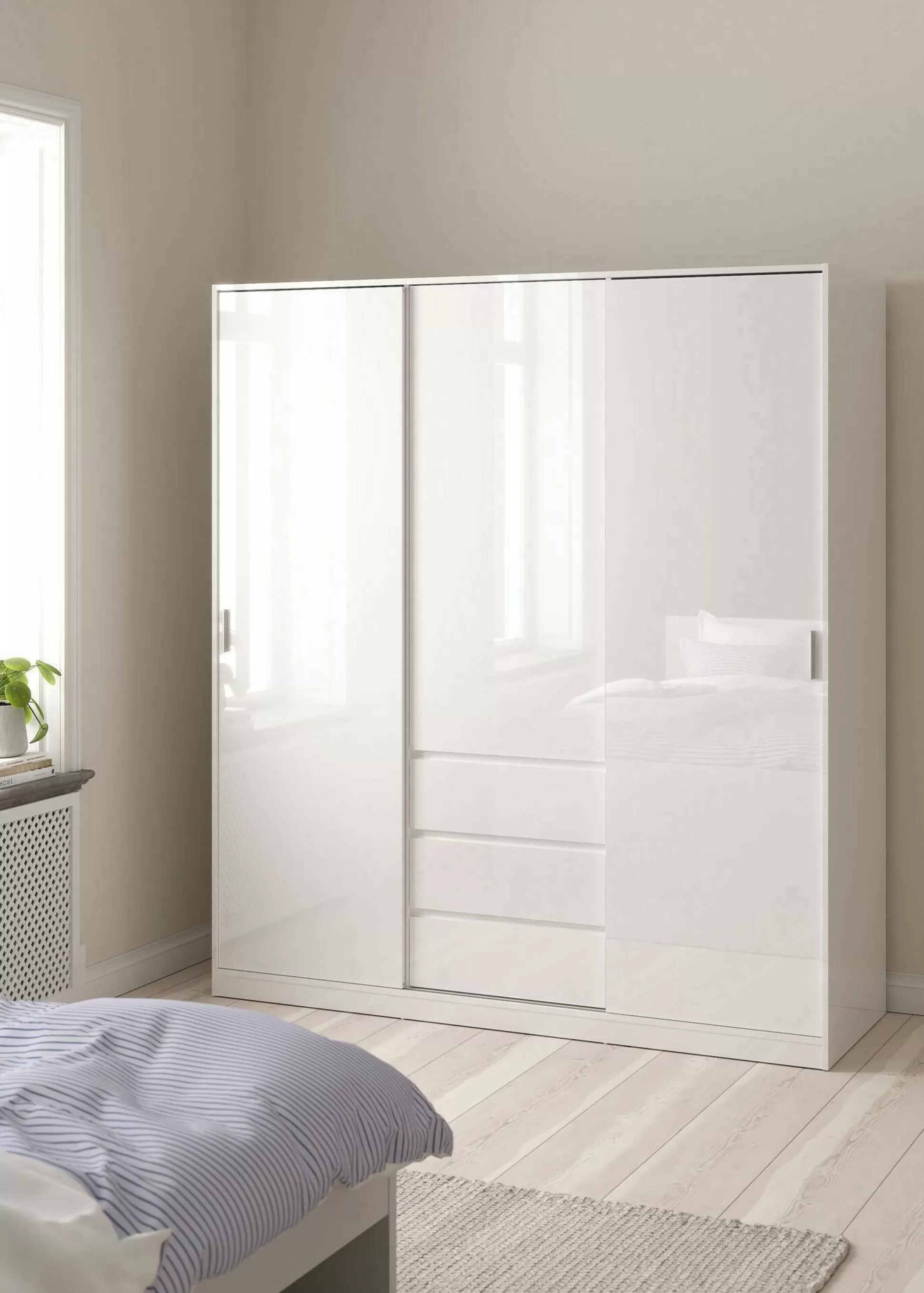 Dmora Guardaroba 3 Ante<Guardaroba 3 ante Mathieu, 60x177 h200 cm, Bianco