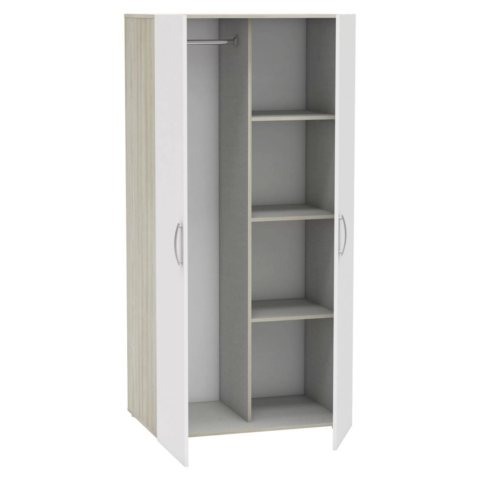 Dmora Armadi Multiuso 2 Ante<Guardaroba 2 ante Ockhi, 79x52 h166 cm, Rovere e Bianco opaco