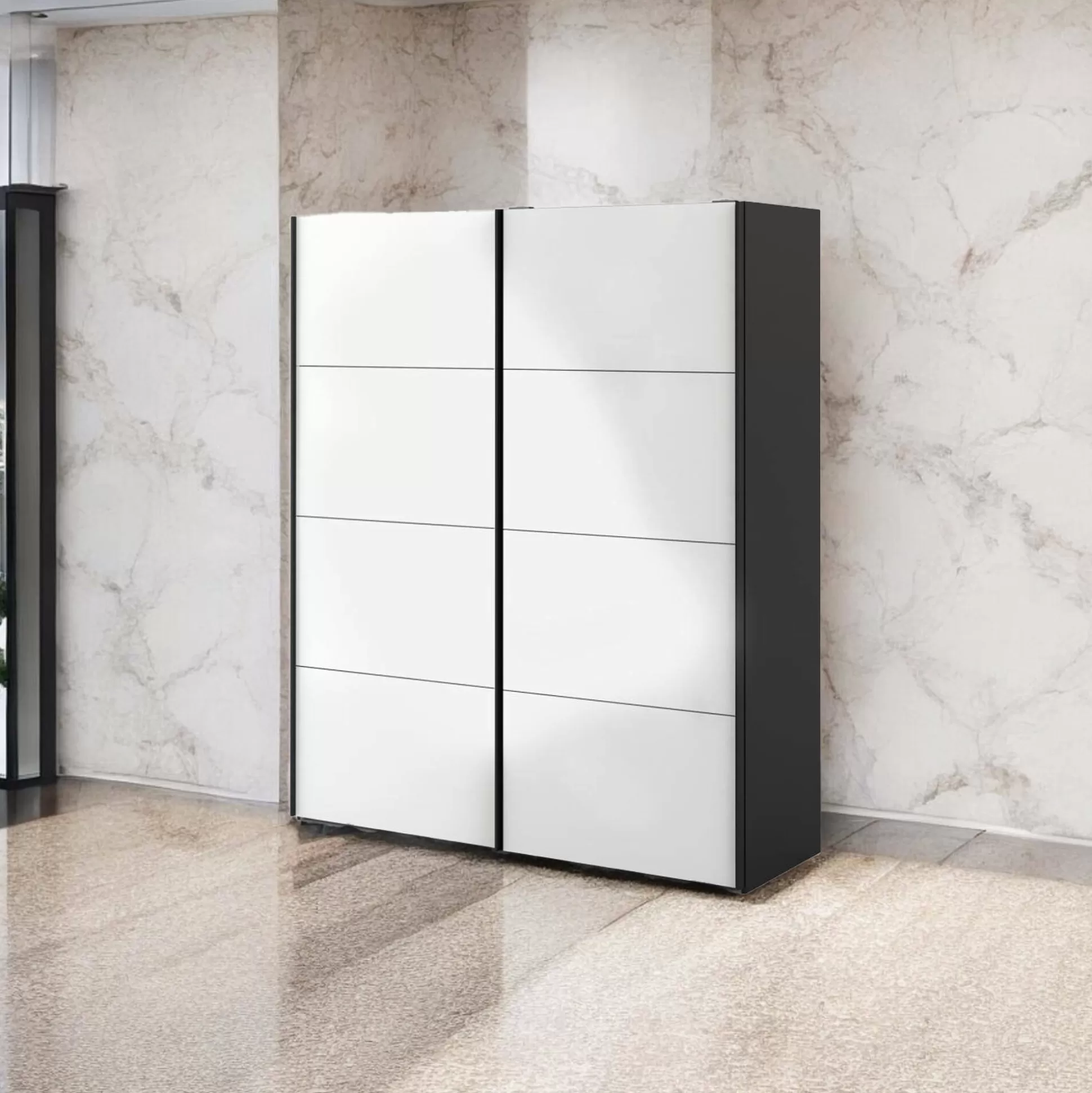 Dmora Guardaroba 2 Ante<Guardaroba 2 ante Paeng, 61x182 h220 cm, Nero e Bianco