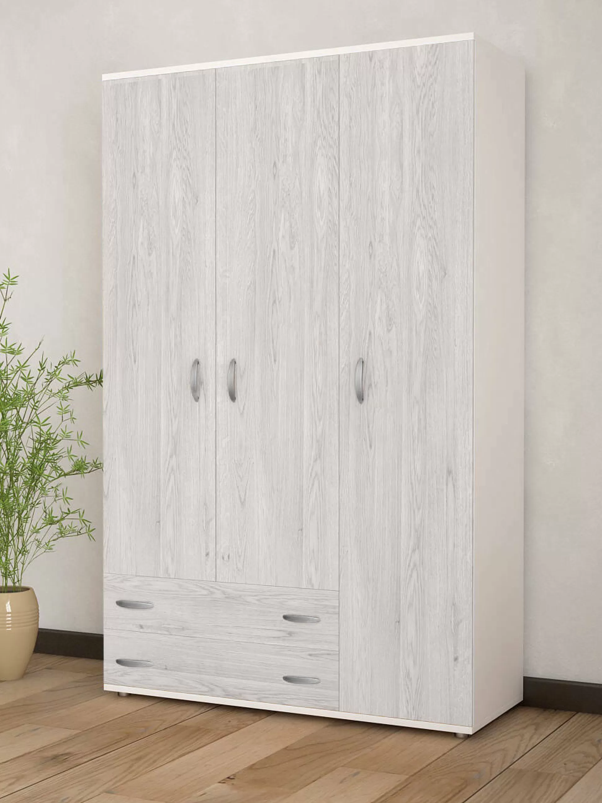 Dmora Guardaroba 3 Ante<Guardaroba 3 ante Pama, 120x52h170 cm, Bianco e Grigio