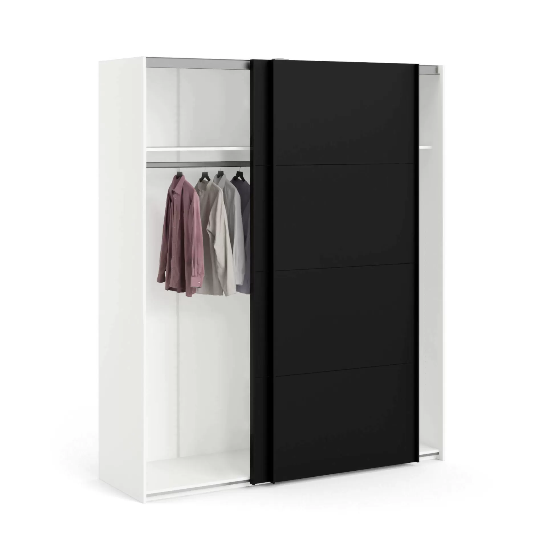 Dmora Guardaroba 2 Ante<Guardaroba 2 ante Portlouis, 62x182 h220 cm, Bianco e Nero