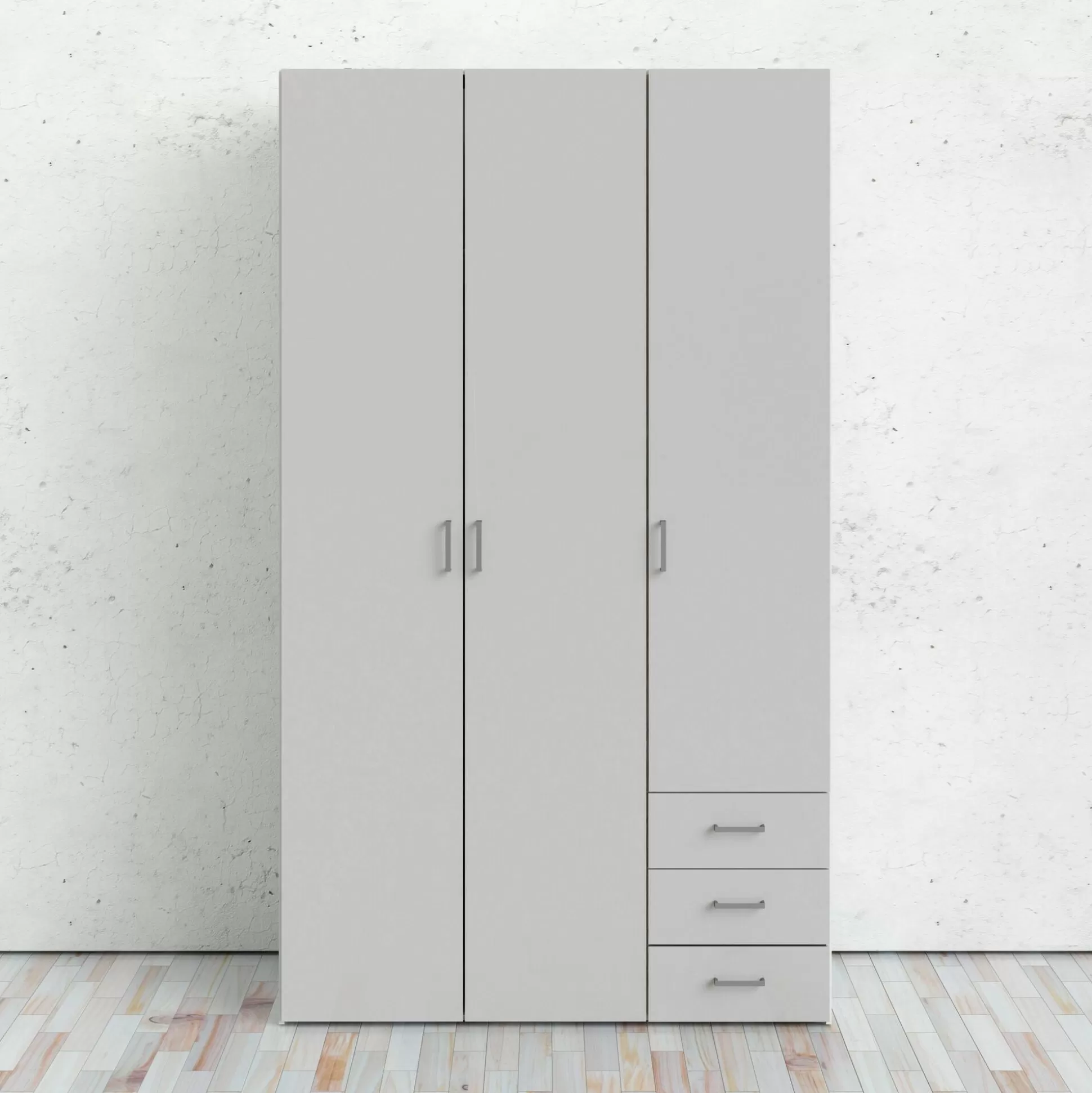Dmora Guardaroba 3 Ante<Guardaroba 3 ante Suzette, Mobile camera da letto, Cabina armadio portabiti, Armadio appendiabiti, 116x50 h200 cm, Bianco
