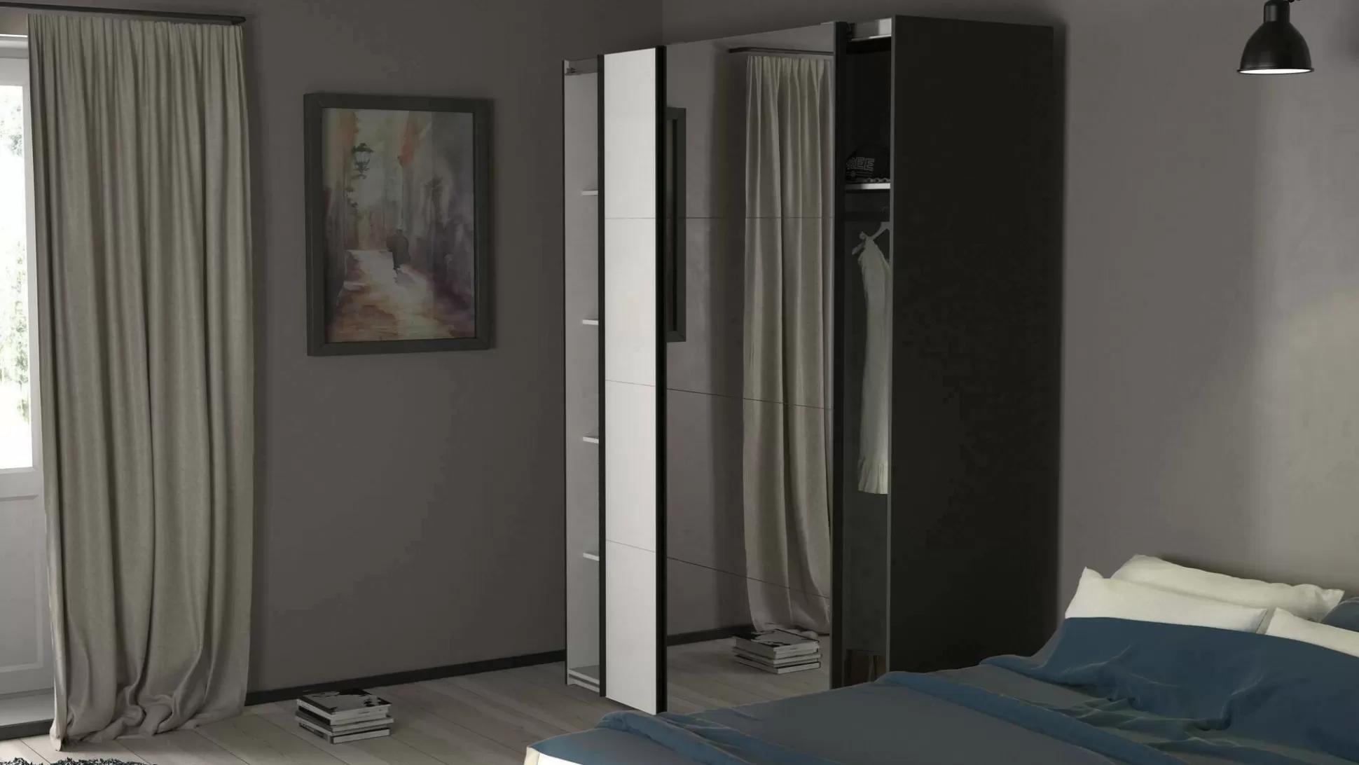 Dmora Guardaroba 2 Ante<Guardaroba 2 ante Taxus, 61x182 h220 cm, Nero e Bianco