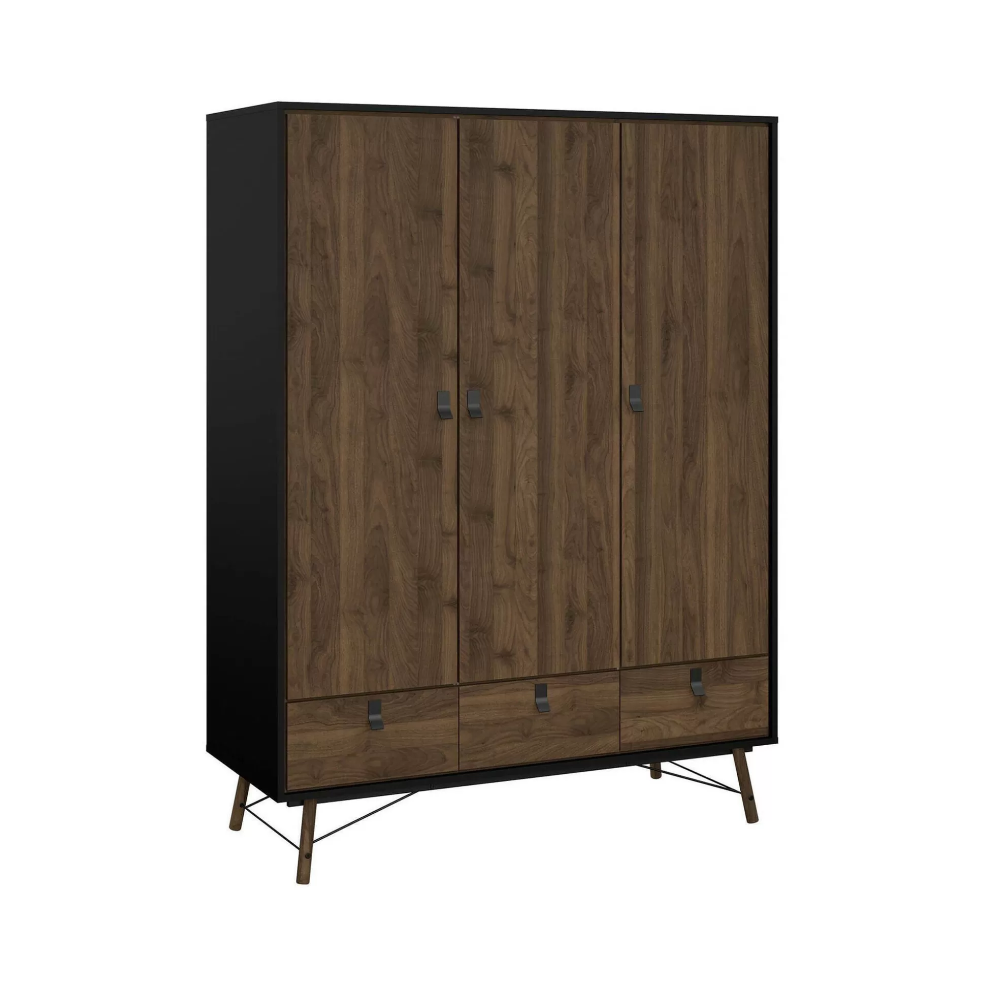 Dmora Guardaroba 3 Ante<Guardaroba 3 ante Virgil, 60x150 h200 cm, Nero e Noce