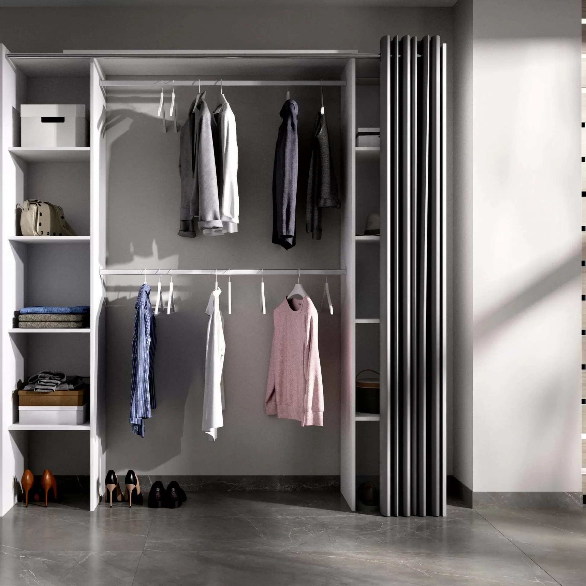 Dmora Altri Guardaroba<Guardaroba Acron, 180x50h205 cm, Bianco e Grigio