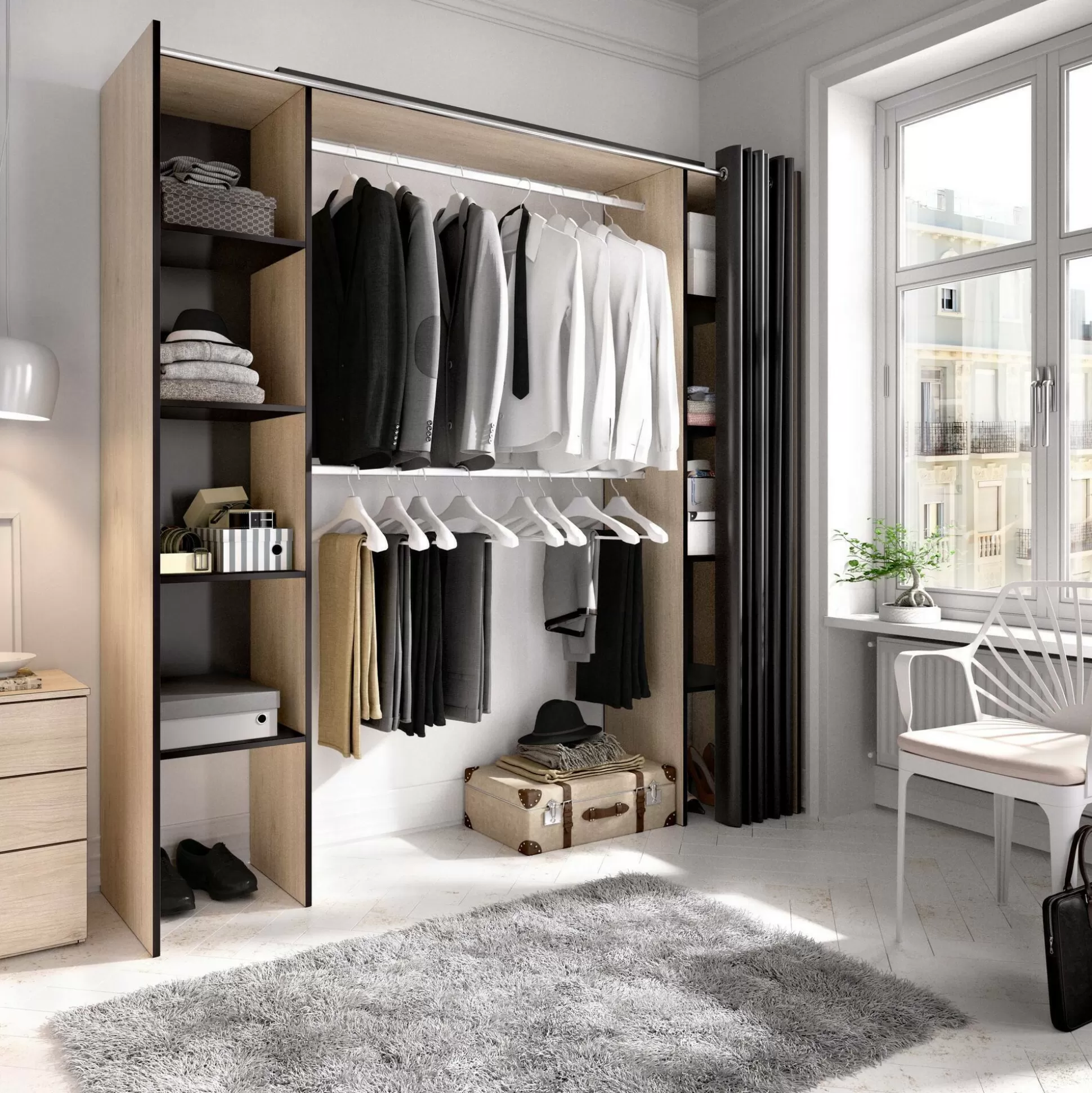 Dmora Altri Guardaroba<Guardaroba Acron, 180x50h205 cm, Rovere e Grigio