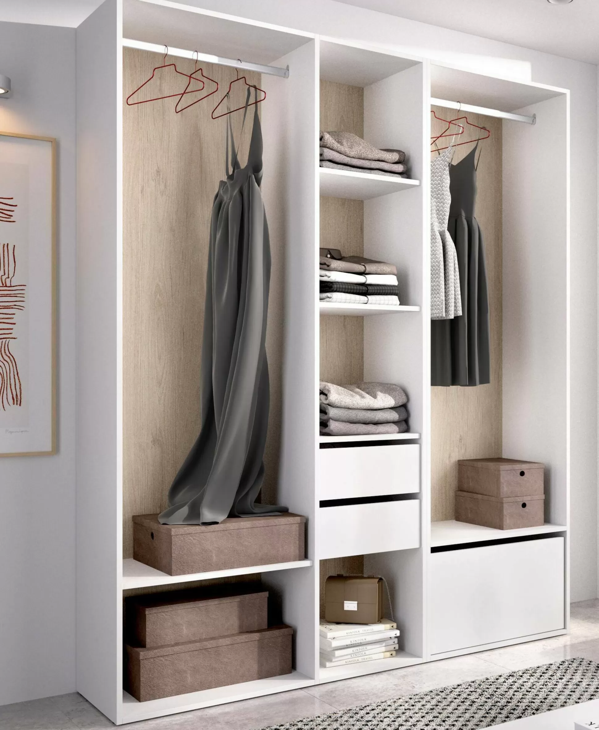 Dmora Altri Guardaroba<Guardaroba grande Dhorsche, 158x45 h205 cm, Bianco e Rovere