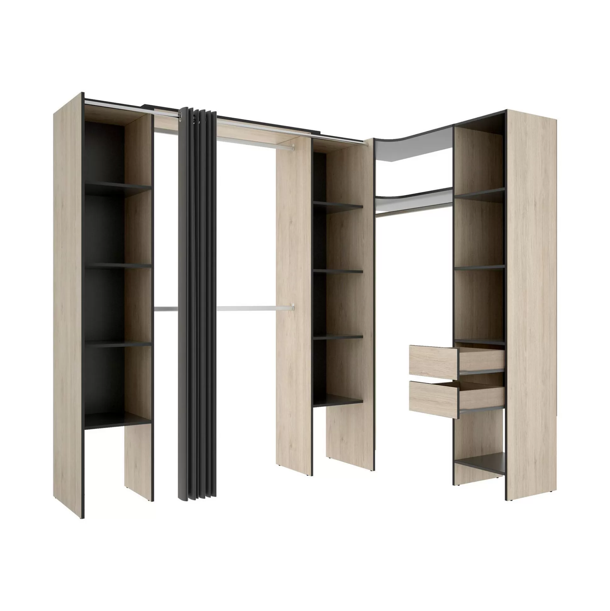 Dmora Altri Guardaroba<Guardaroba grande Dindo, 234x141 h205 cm, Antracite e Rovere