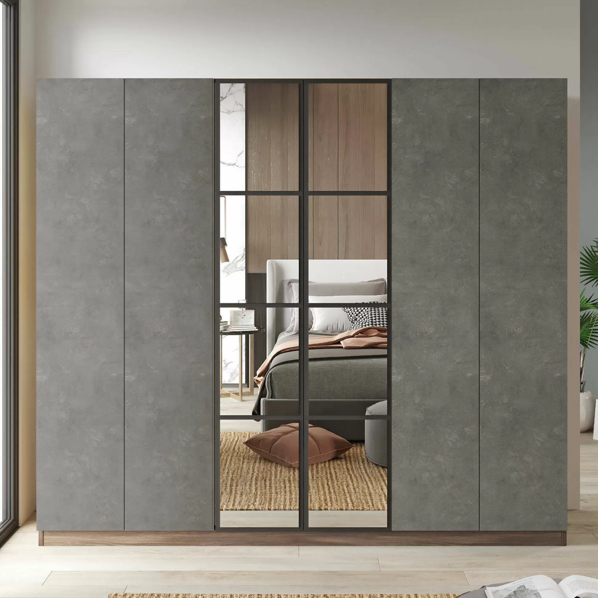 Dmora Altri Guardaroba<Guardaroba grande Gaja, 208x50 h184 cm, Marrone e Grigio