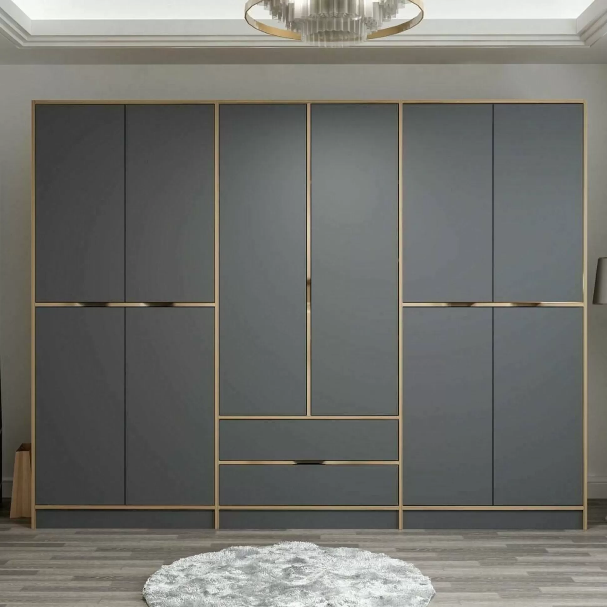 Dmora Altri Guardaroba<Guardaroba grande Gaspard, 277x52 h208 cm, Nero e Oro