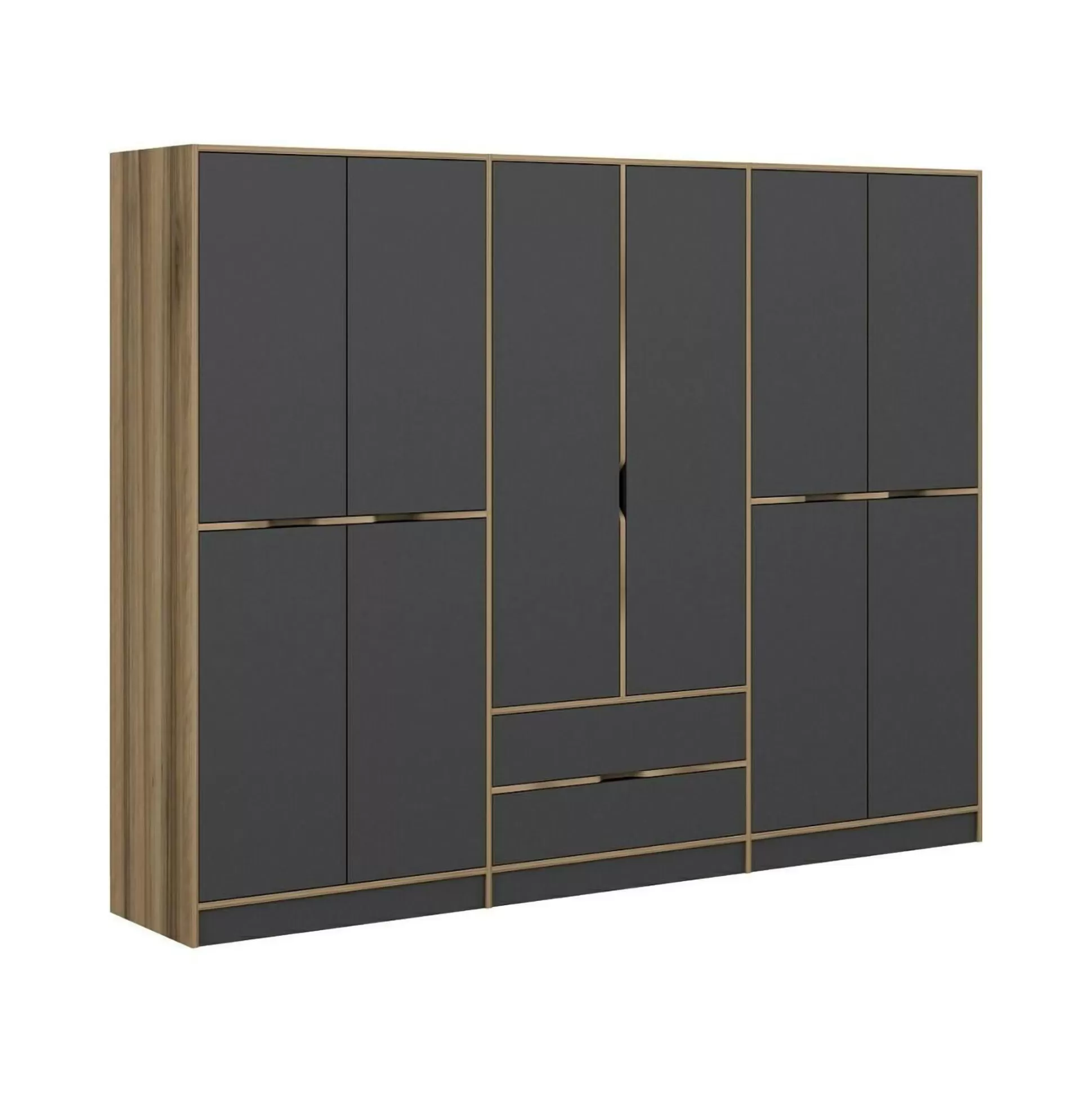 Dmora Altri Guardaroba<Guardaroba grande Gaspard, 277x52 h208 cm, Nero e Oro