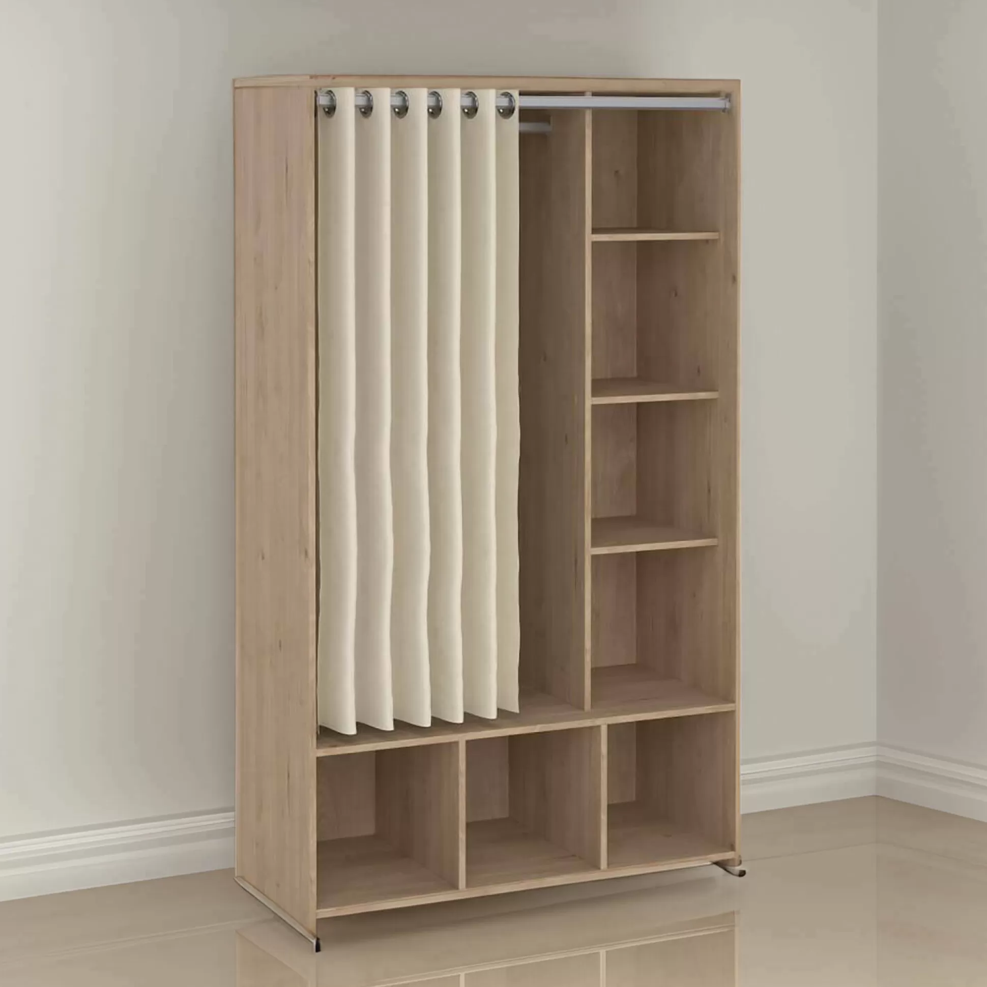 Dmora Altri Guardaroba<Guardaroba grande Jal, 48x105 h180 cm, Rovere e Beige