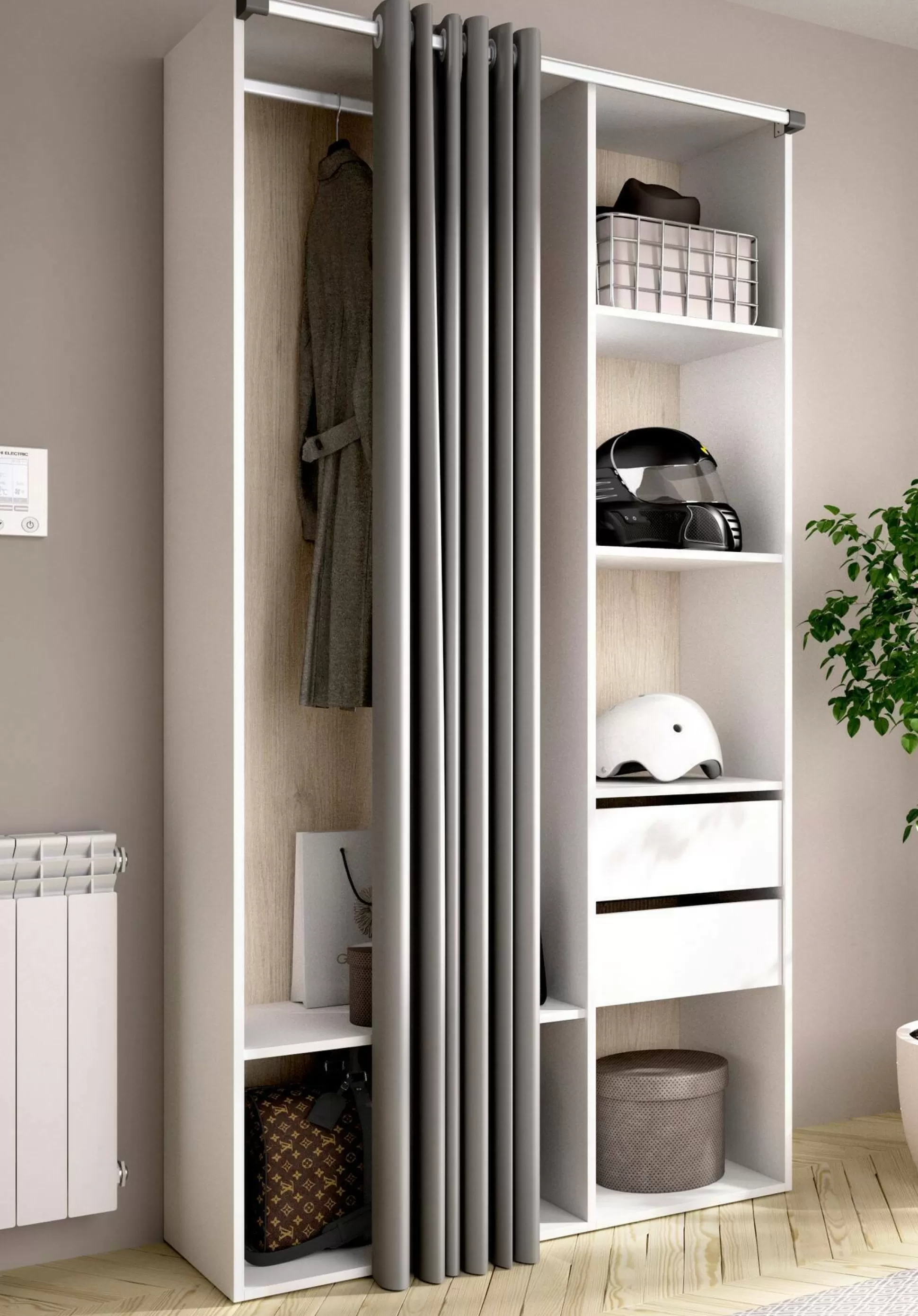 Dmora Altri Guardaroba<Guardaroba grande Maon, 98x53 h205 cm, Bianco e Rovere