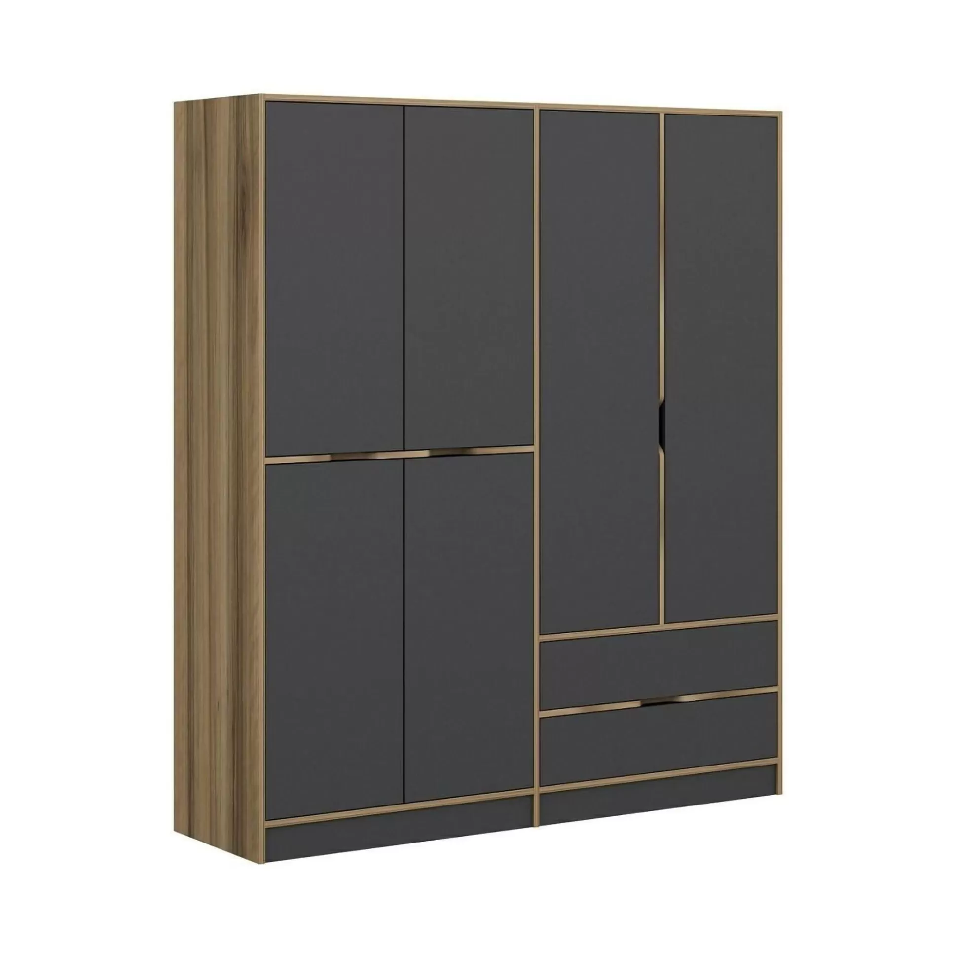 Dmora Altri Guardaroba<Guardaroba grande Odalys, 185x52 h208 cm, Nero e Oro