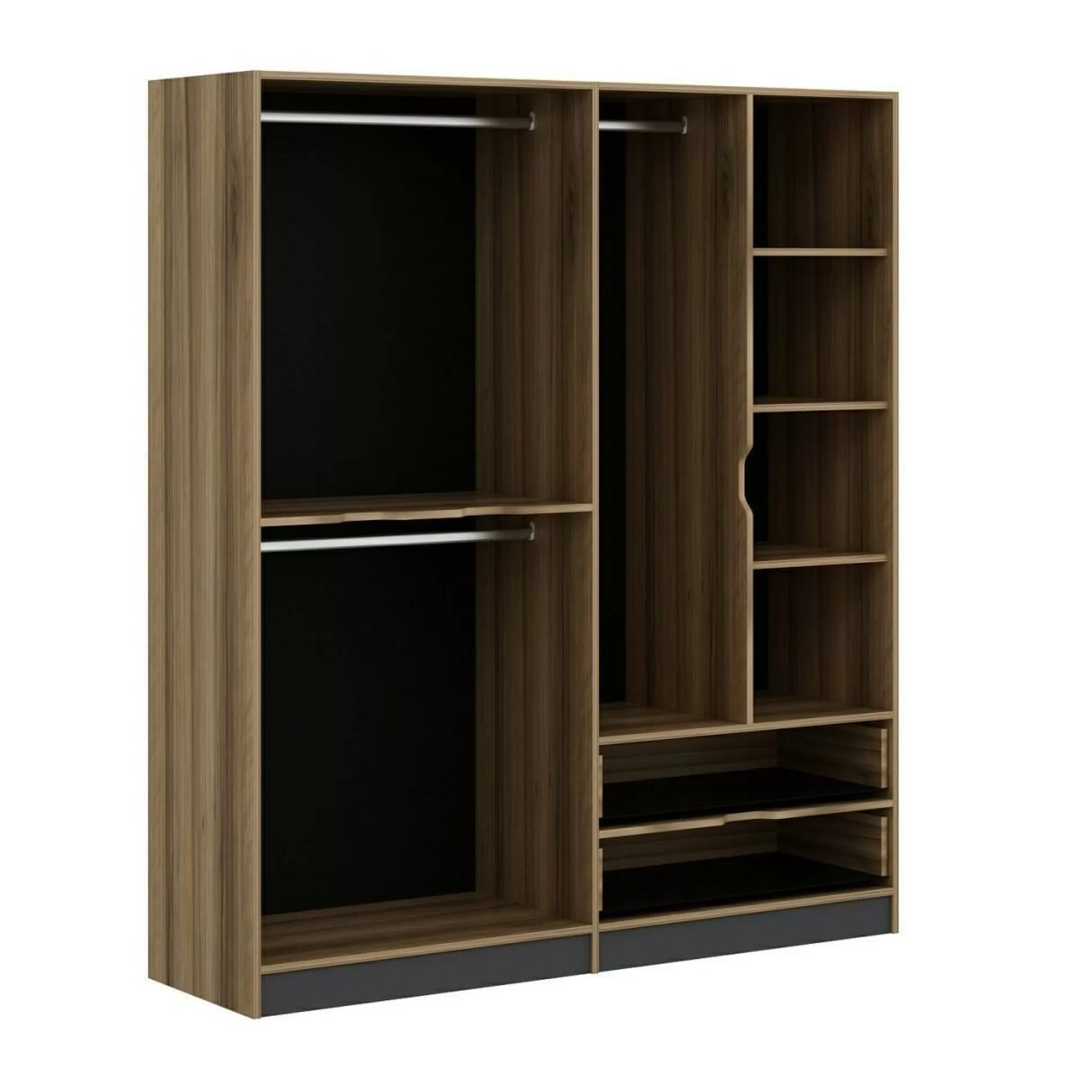 Dmora Altri Guardaroba<Guardaroba grande Odalys, 185x52 h208 cm, Nero e Oro