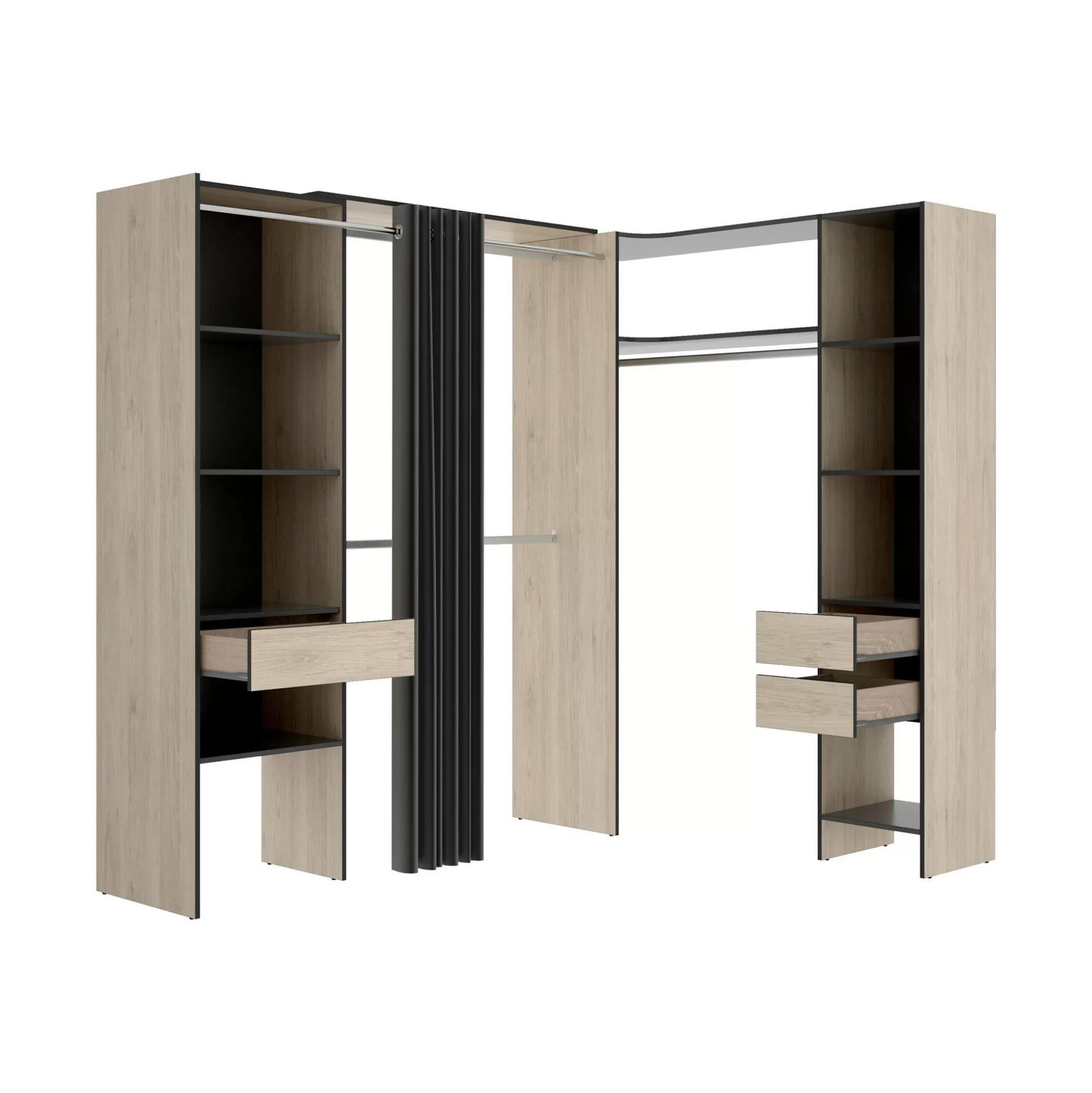 Dmora Altri Guardaroba<Guardaroba grande Pali, 214x141 h205 cm, Antracite e Rovere