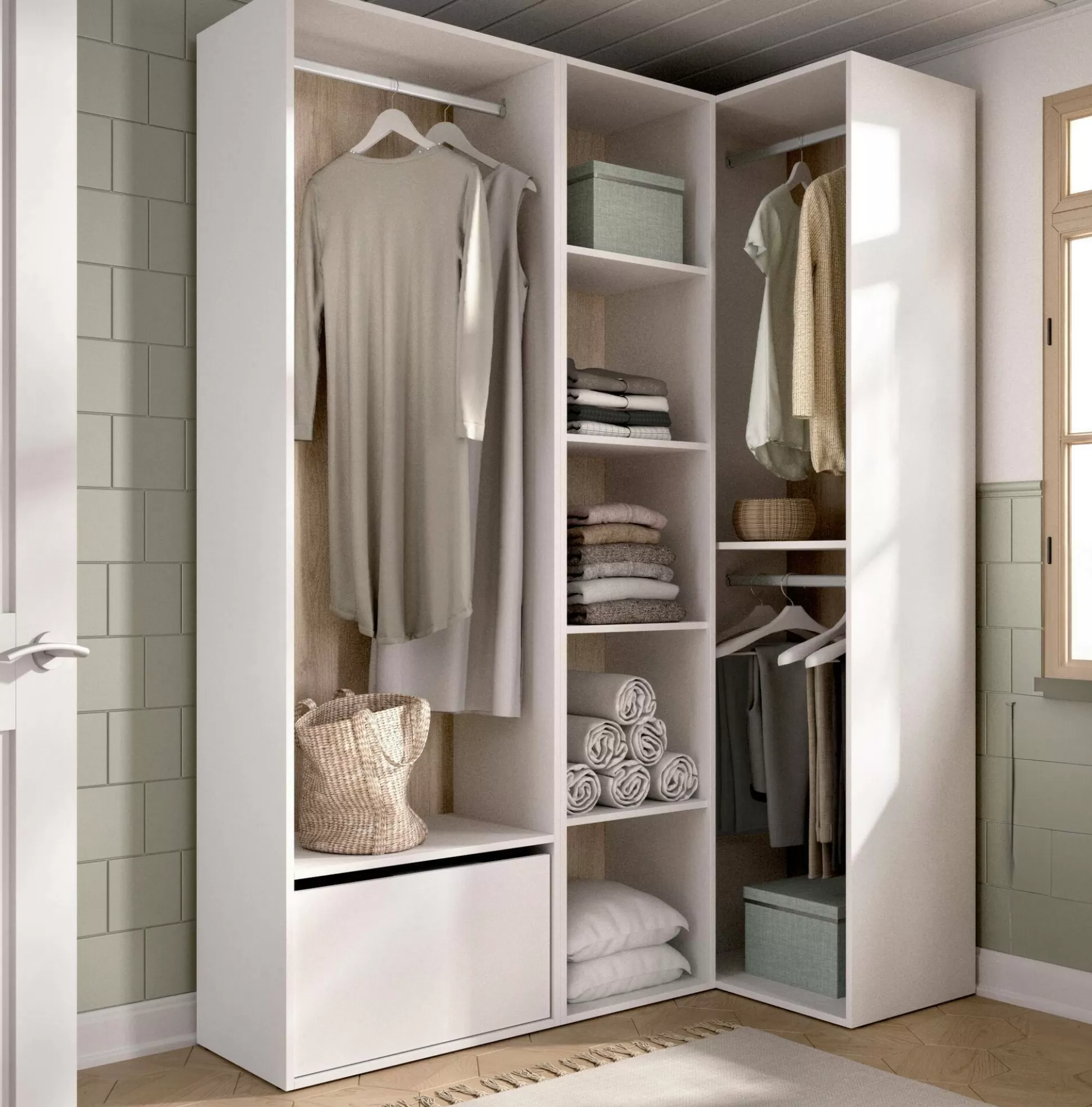Dmora Altri Guardaroba<Guardaroba grande Tobias, 145x85 h205 cm, Bianco e Rovere
