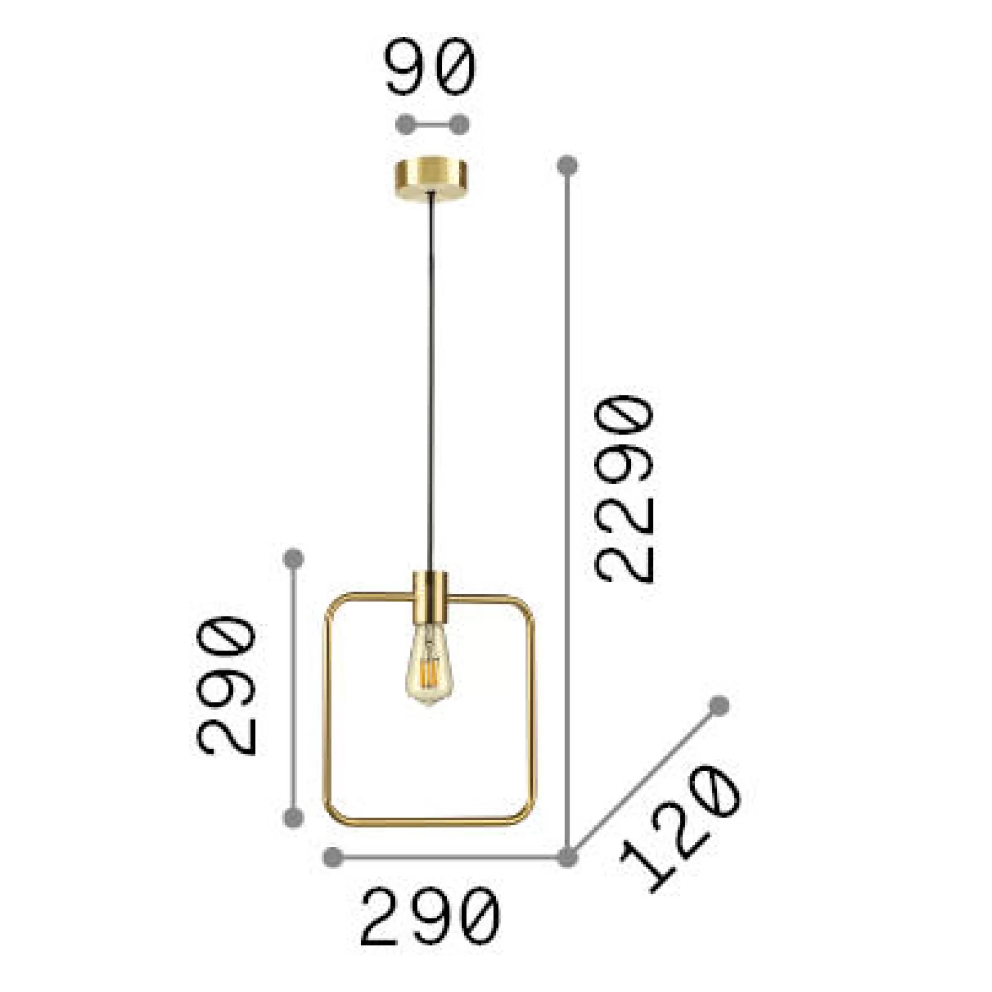 Dmora Lampade A Sospensione<Ideal-Lux - Lampada a sospensione ABC SP1 SQUARE, 29 x 12 x h54 cm,