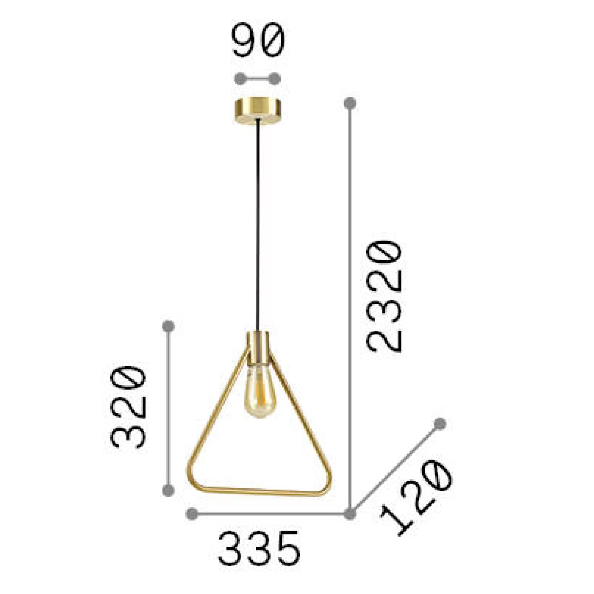 Dmora Lampade A Sospensione<Ideal-Lux - Lampada a sospensione ABC SP1 TRIANGLE, 34 x 12 x h57 cm,