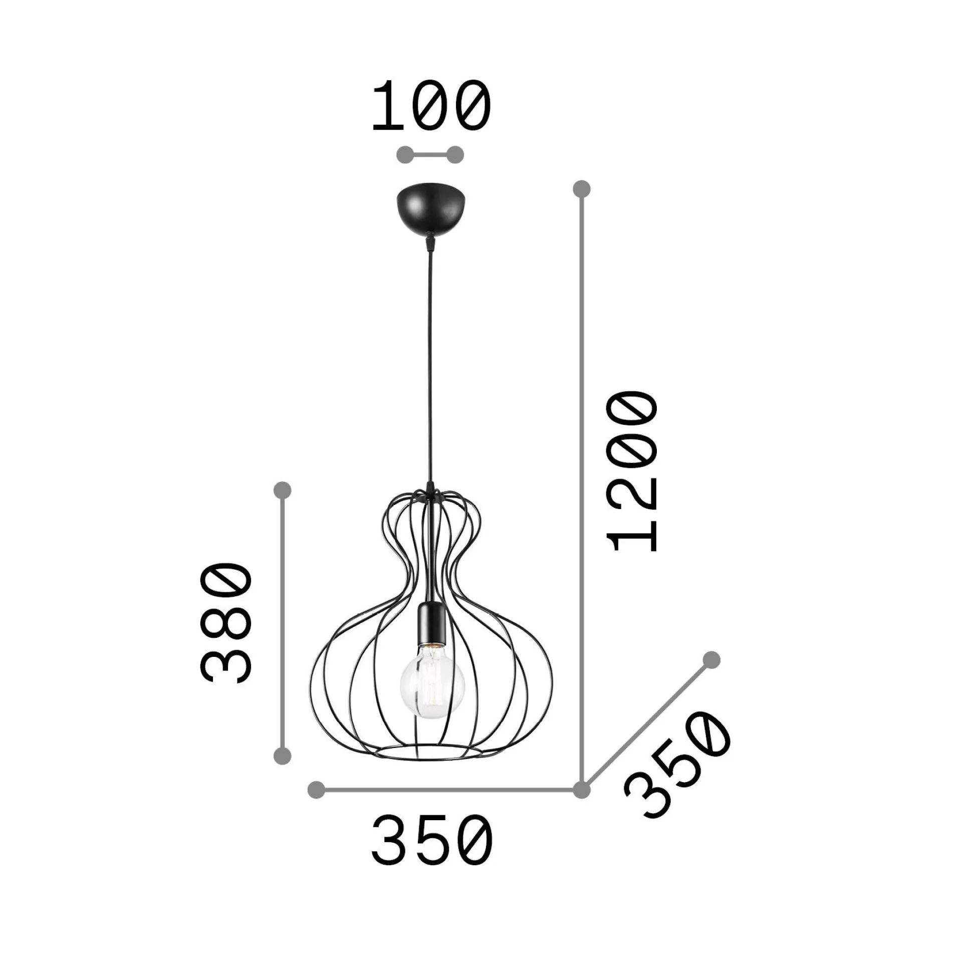 Dmora Lampade A Sospensione<Ideal-Lux - Lampada a sospensione AMPOLLA-1 SP1 , Made in Italy, 35 x 35 x h63 cm,