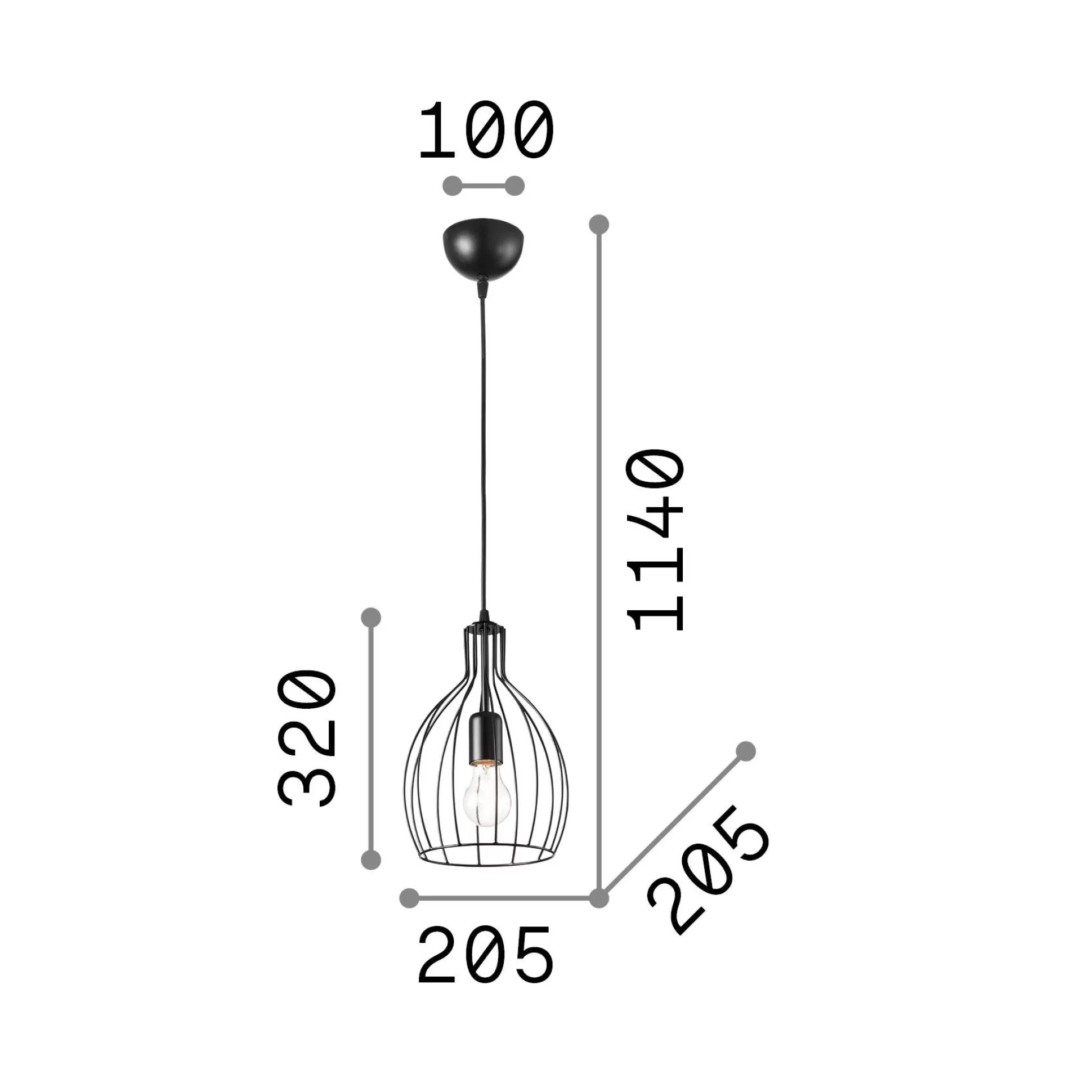 Dmora Lampade A Sospensione<Ideal-Lux - Lampada a sospensione AMPOLLA-2 SP1 , Made in Italy, 21 x 21 x h57 cm,