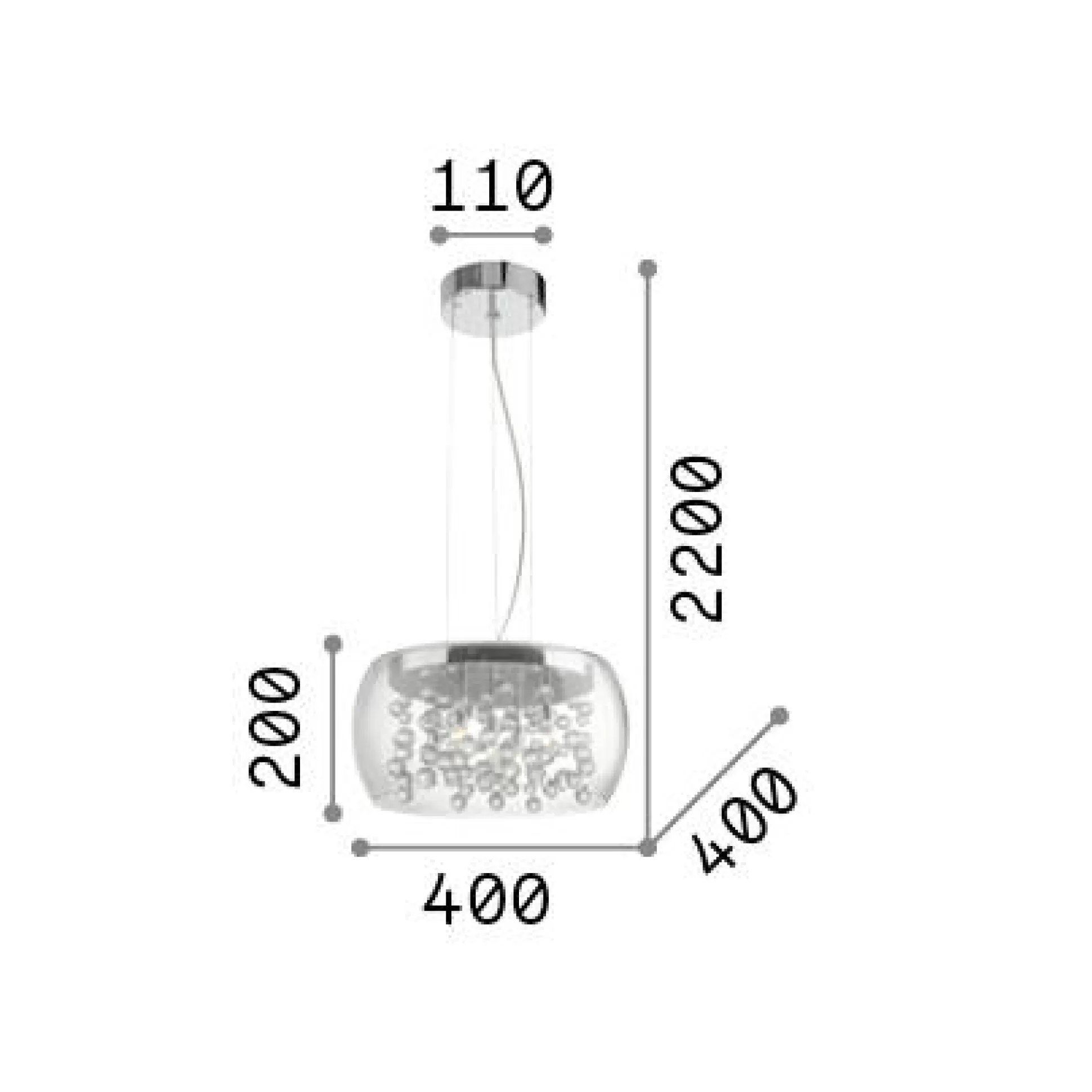 Dmora Lampade A Sospensione<Ideal-Lux - Lampada a sospensione AUDI-80 SP5 FUME', 40 x 40 x h45 cm,