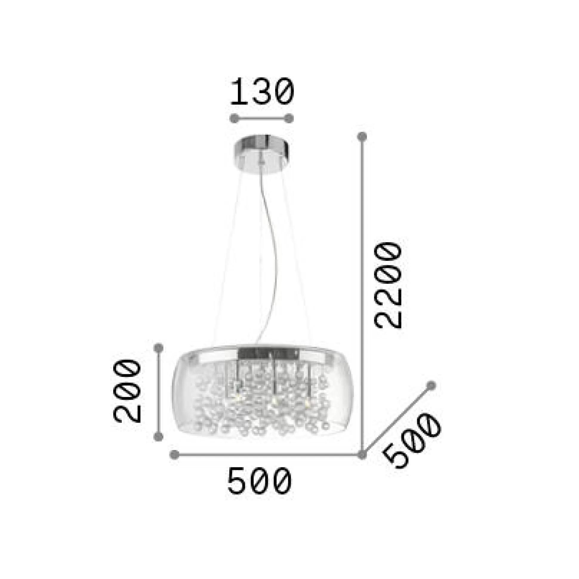 Dmora Lampade A Sospensione<Ideal-Lux - Lampada a sospensione AUDI-80 SP8 , 50 x 50 x h45 cm,