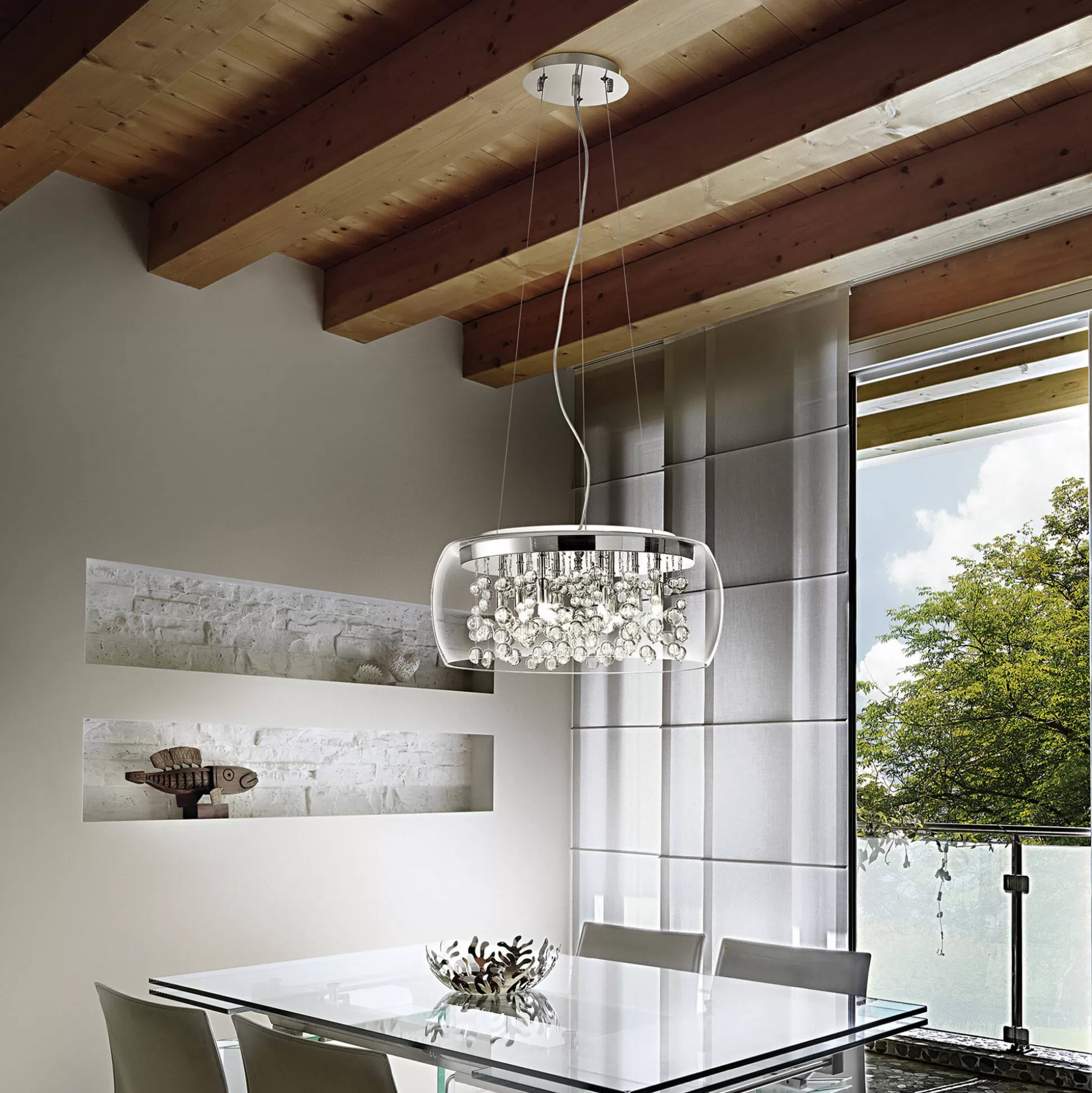 Dmora Lampade A Sospensione<Ideal-Lux - Lampada a sospensione AUDI-80 SP8 , 50 x 50 x h45 cm,