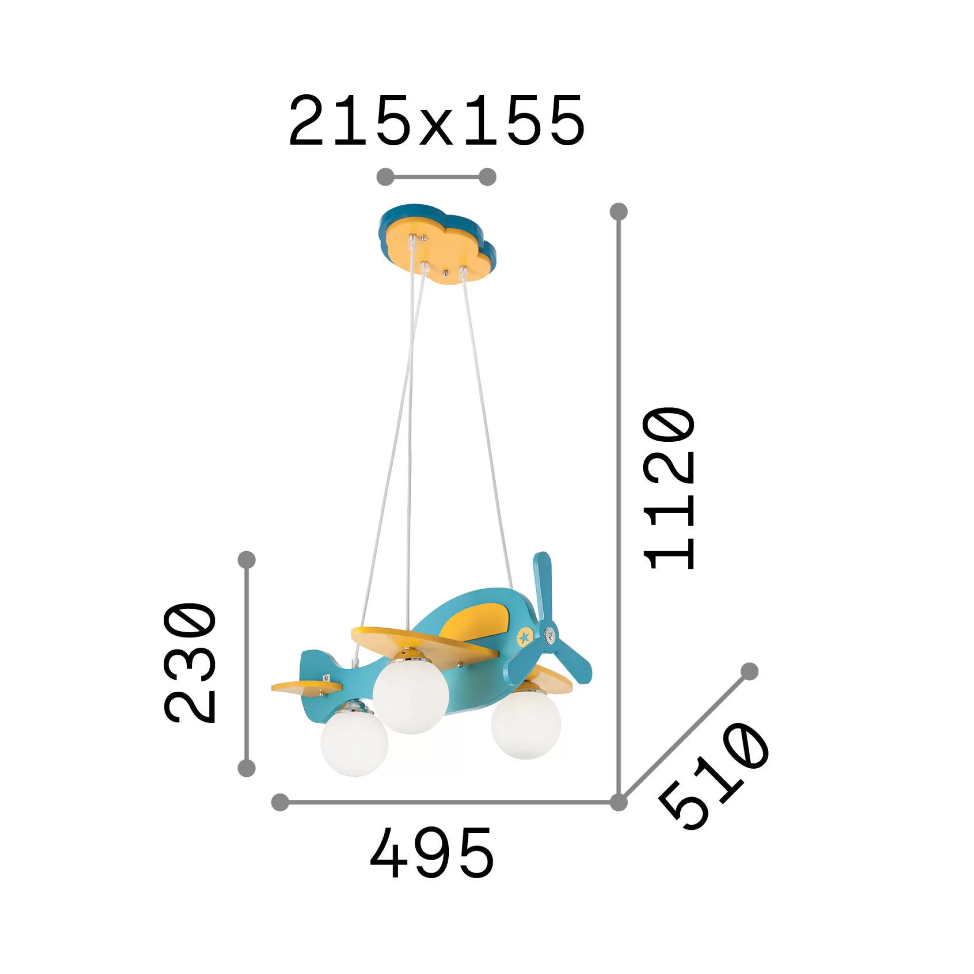 Dmora Lampade A Sospensione<Ideal-Lux - Lampada a sospensione AVION SP3 , 50 x 51 x h48 cm,
