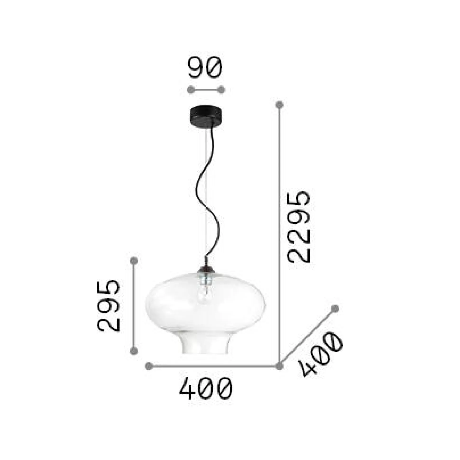 Dmora Lampade A Sospensione<Ideal-Lux - Lampada a sospensione BISTRO' SP1 ROUND , 40 x 40 x h55 cm,