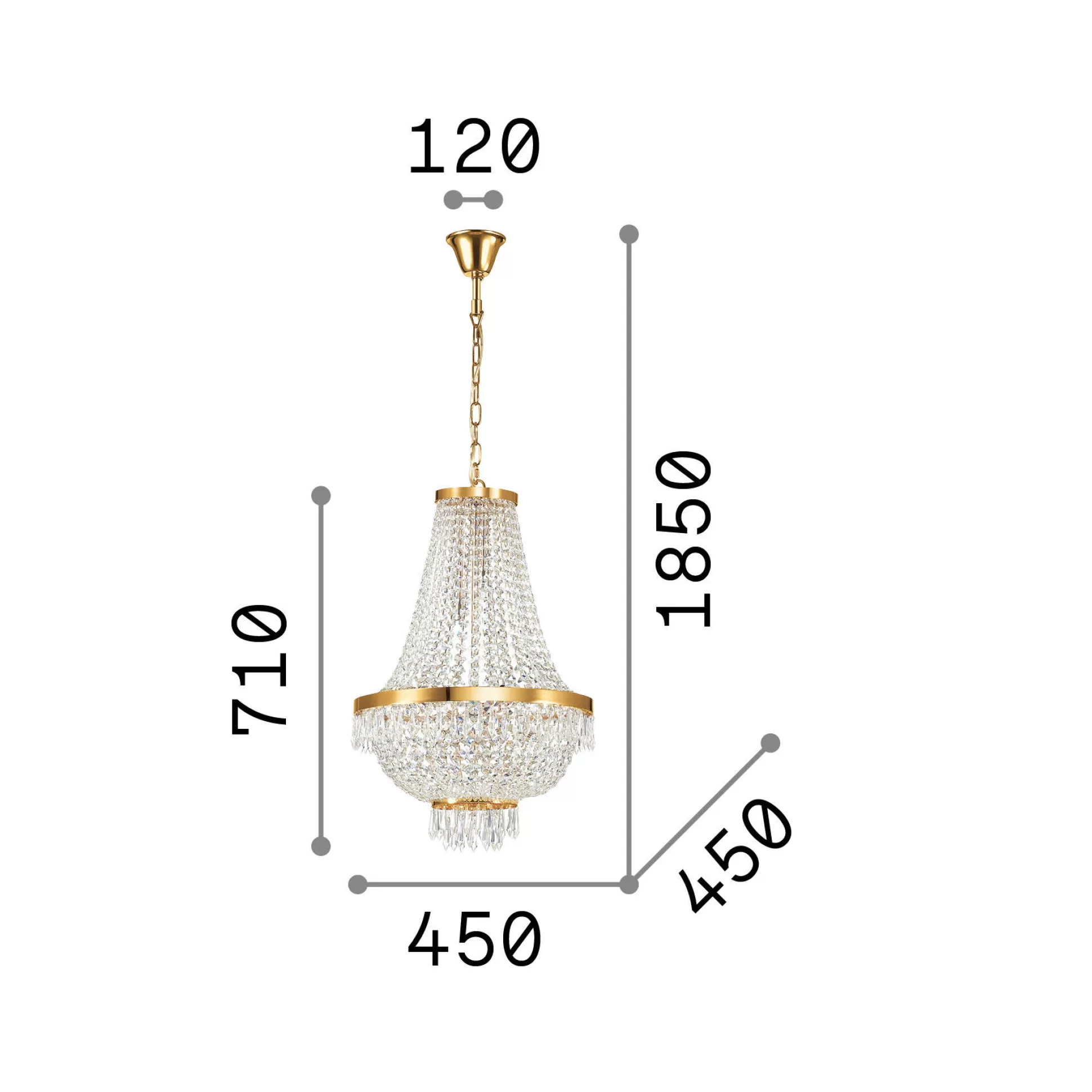 Dmora Lampade A Sospensione<Ideal-Lux - Lampada a sospensione CAESAR SP9 , 45 x 45 x h96 cm,