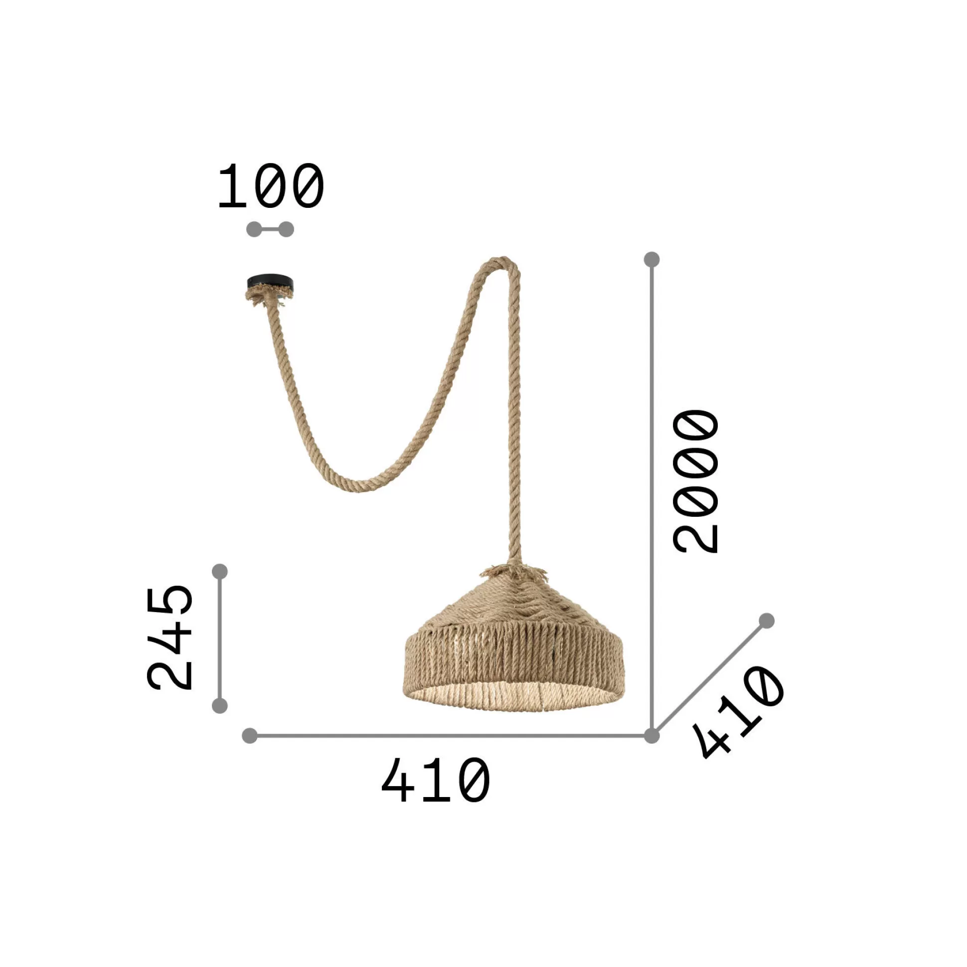 Dmora Lampade A Sospensione<Ideal-Lux - Lampada a sospensione CANAPA SP1, 41 x 41 x h50 cm,