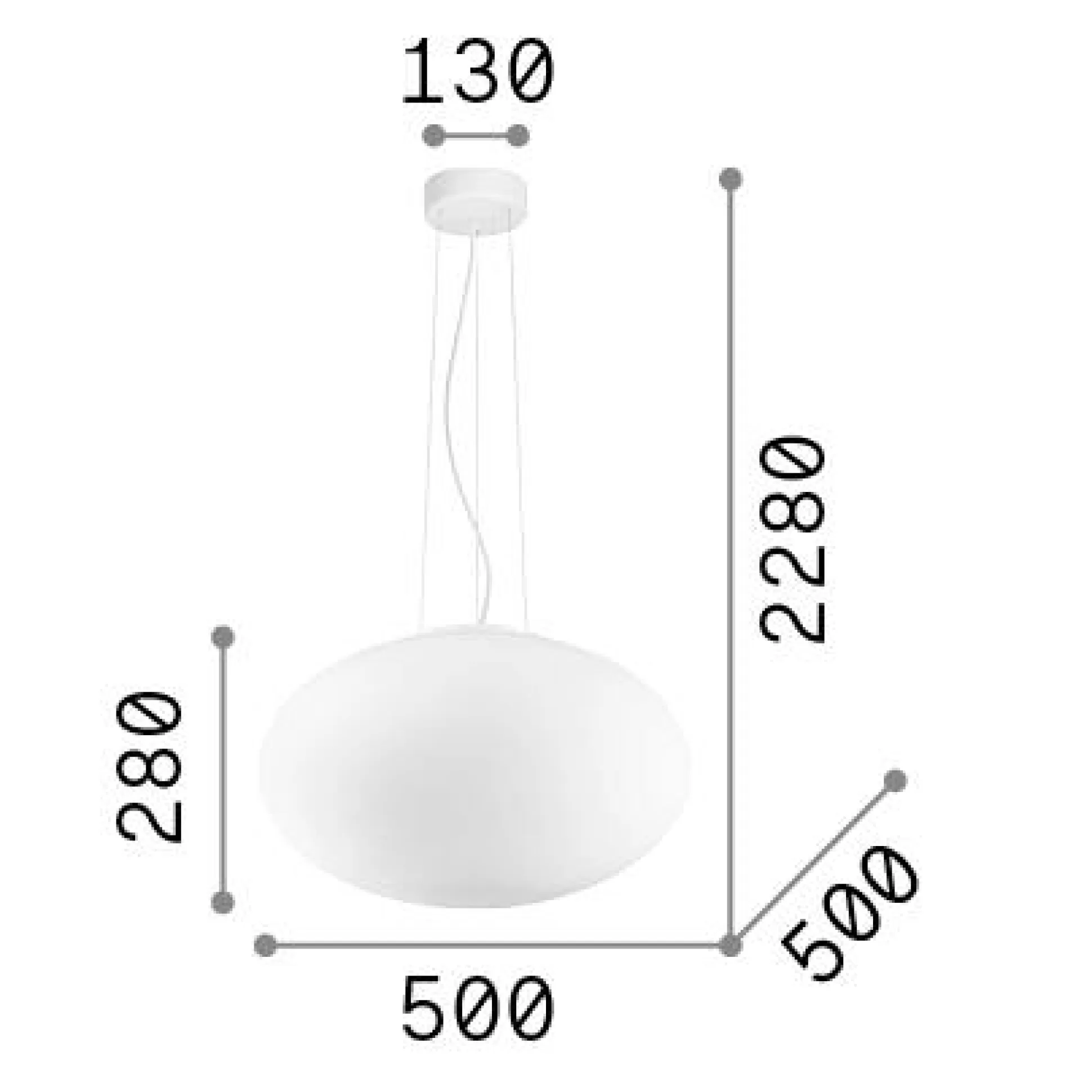 Dmora Lampade A Sospensione<Ideal-Lux - Lampada a sospensione CANDY SP1 D50, 50 x 50 x h53 cm,