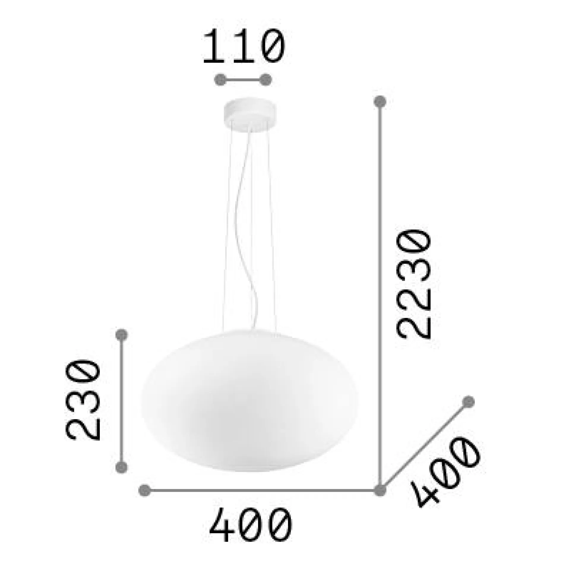 Dmora Lampade A Sospensione<Ideal-Lux - Lampada a sospensione CANDY SP1 D40, 40 x 40 x h48 cm,