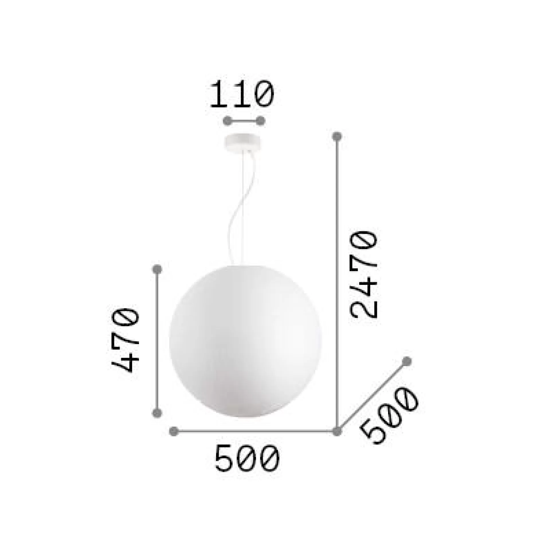 Dmora Lampade A Sospensione<Ideal-Lux - Lampada a sospensione CARTA SP1 D50, 50 x 50 x h72 cm,