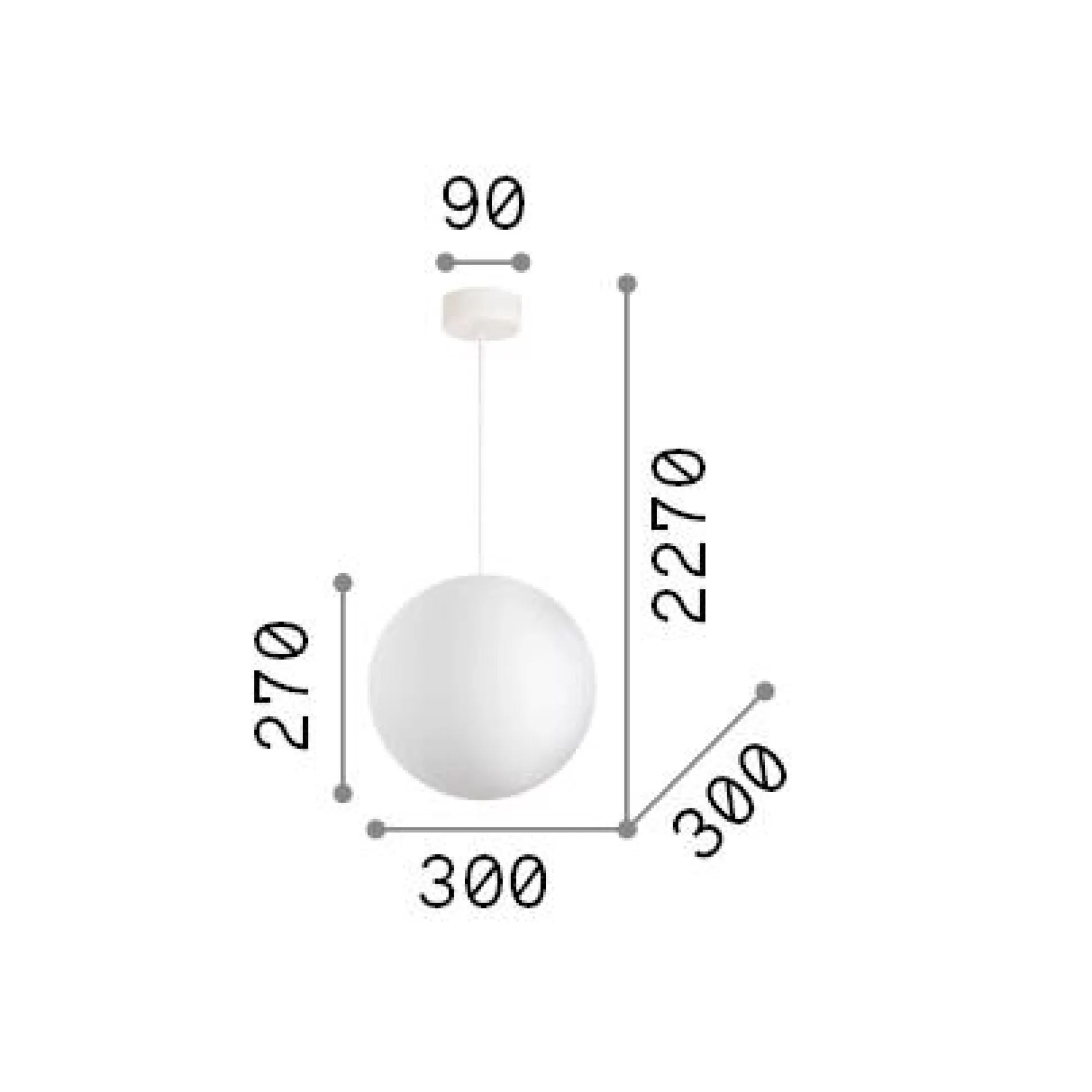 Dmora Lampade A Sospensione<Ideal-Lux - Lampada a sospensione CARTA SP1 D30, 30 x 30 x h52 cm,
