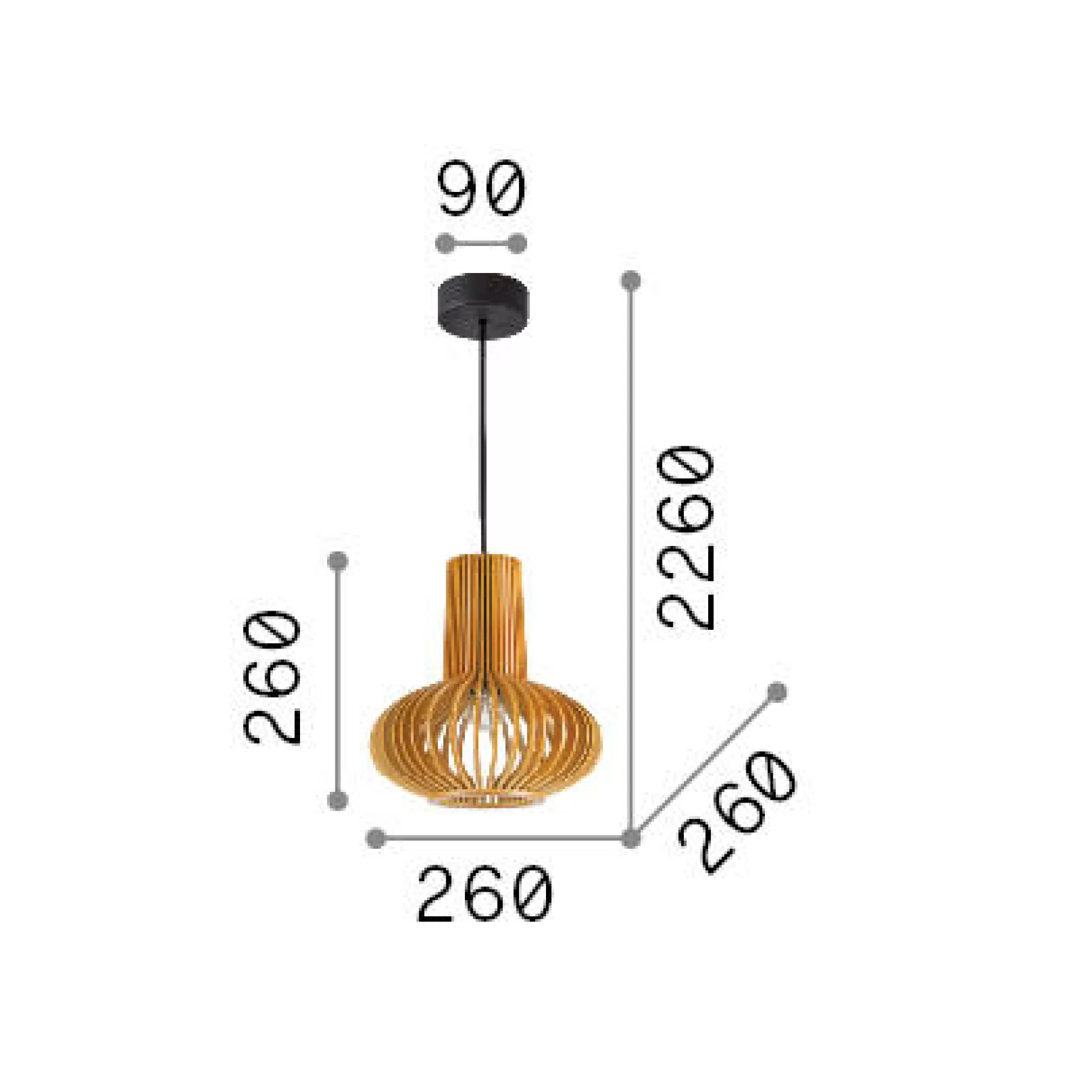 Dmora Lampade A Sospensione<Ideal-Lux - Lampada a sospensione CITRUS-2 SP1, 26 x 26 x h51 cm,