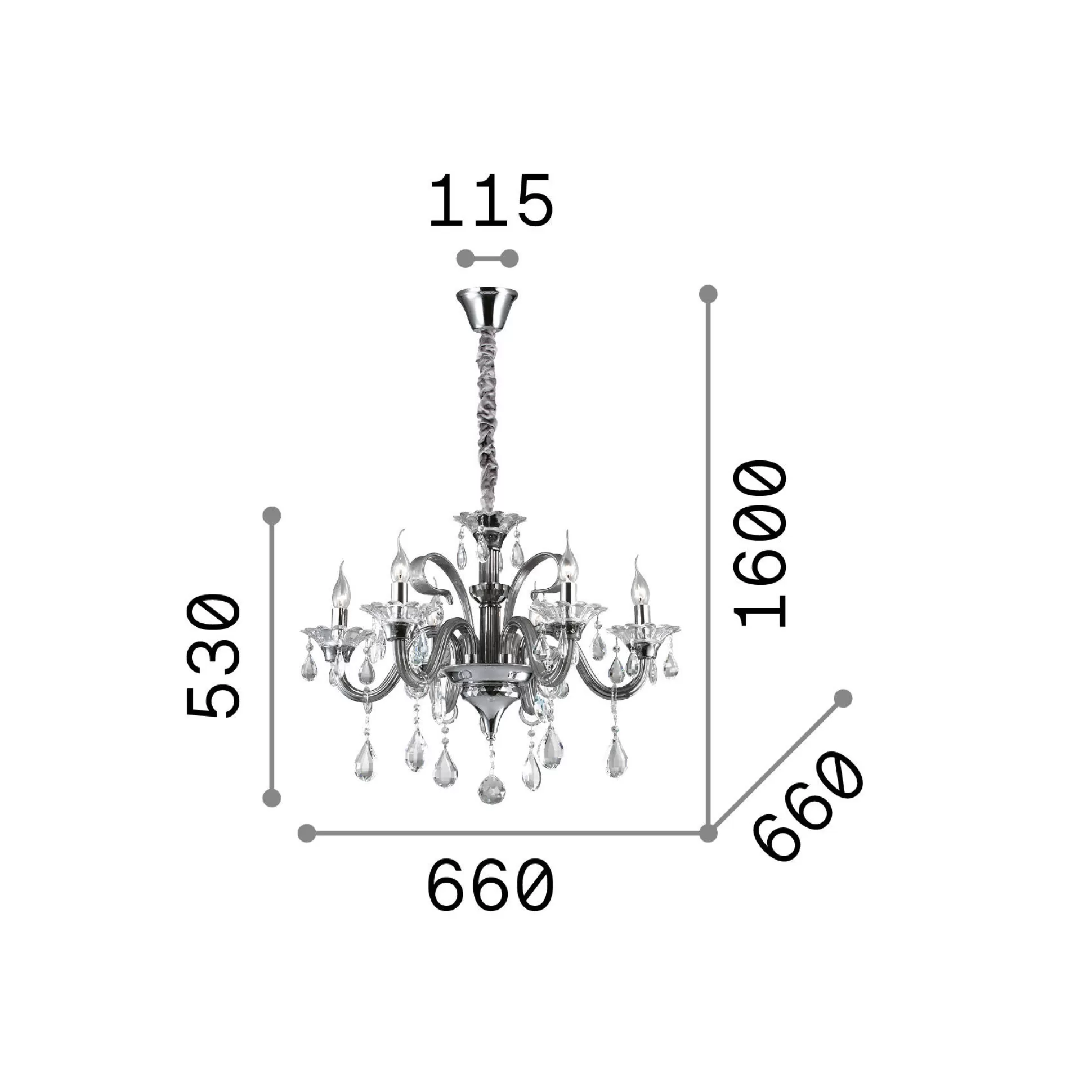 Dmora Lampade A Sospensione<Ideal-Lux - Lampada a sospensione COLOSSAL SP6 , 66 x 66 x h78 cm,