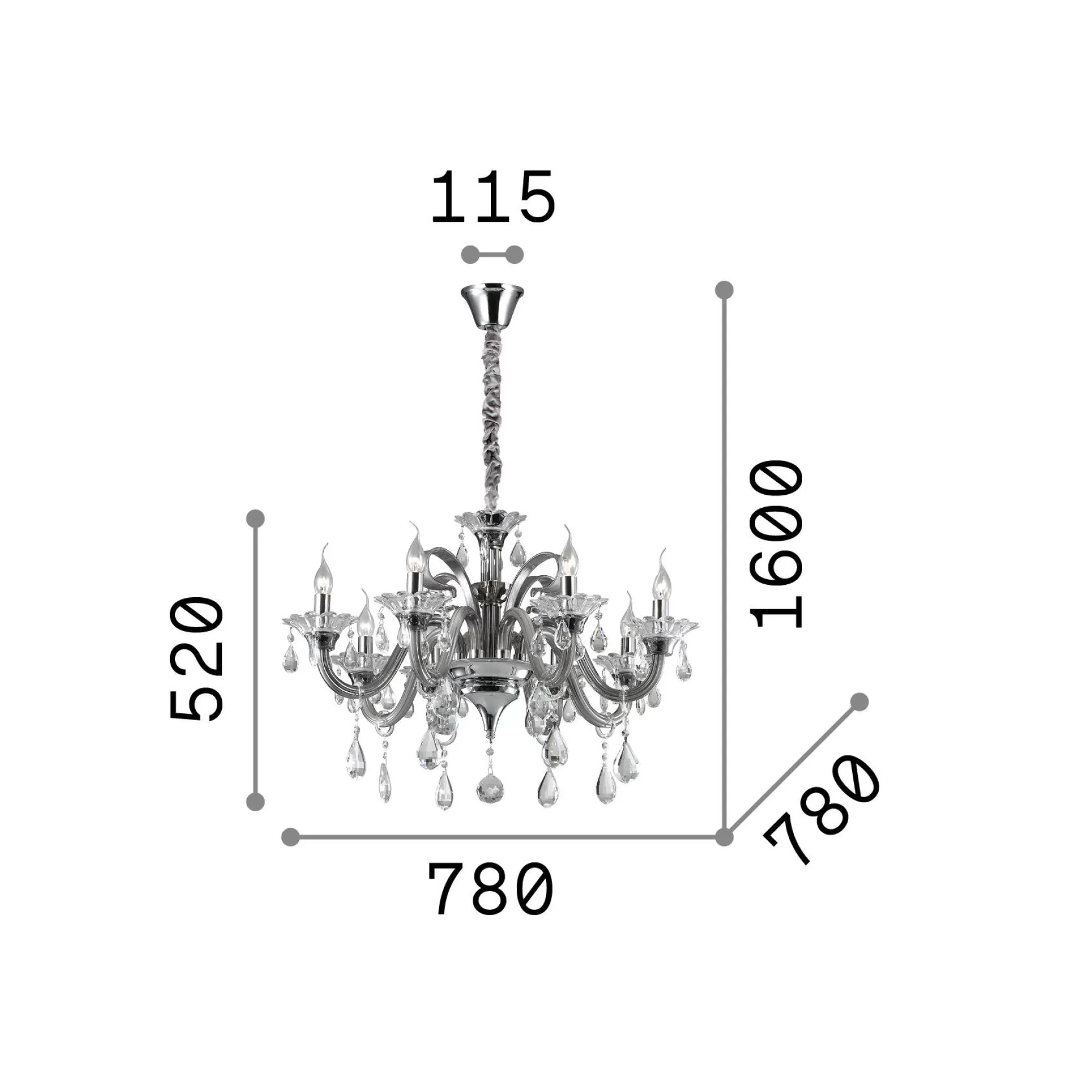 Dmora Lampade A Sospensione<Ideal-Lux - Lampada a sospensione COLOSSAL SP8 , 78 x 78 x h77 cm,